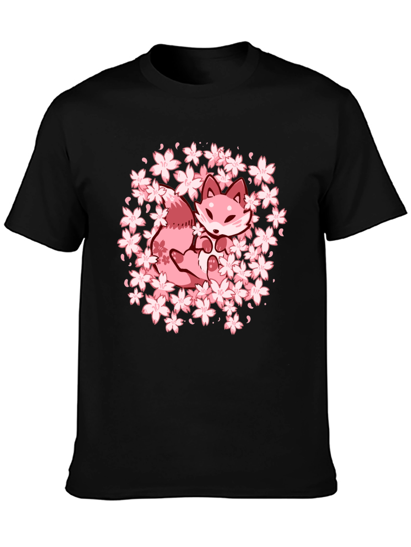 Sakura Fox Graphic Tee - Kawaii Style