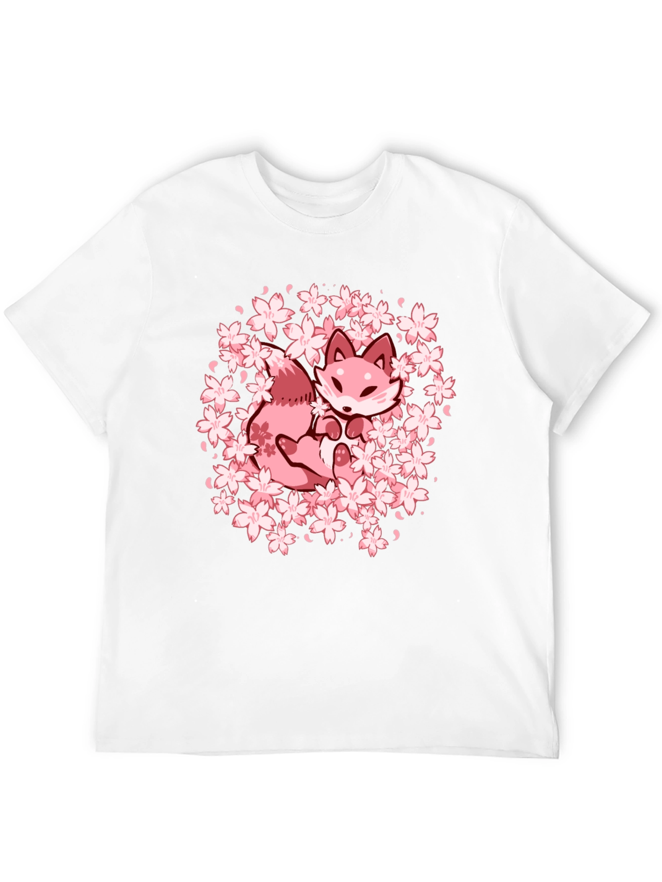 Sakura Fox Graphic Tee - Kawaii Style