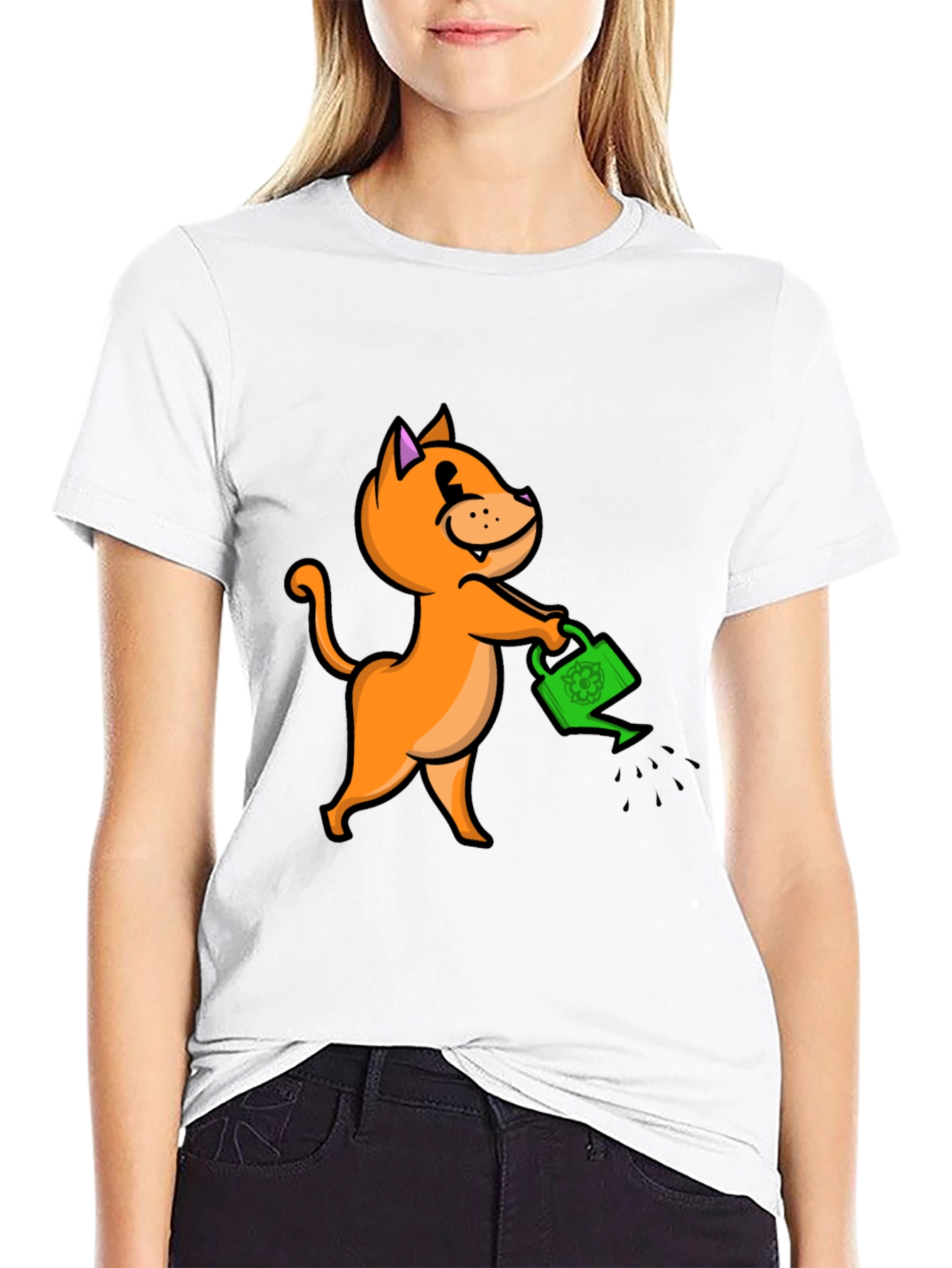 Cat with Watering Can T-Shirt