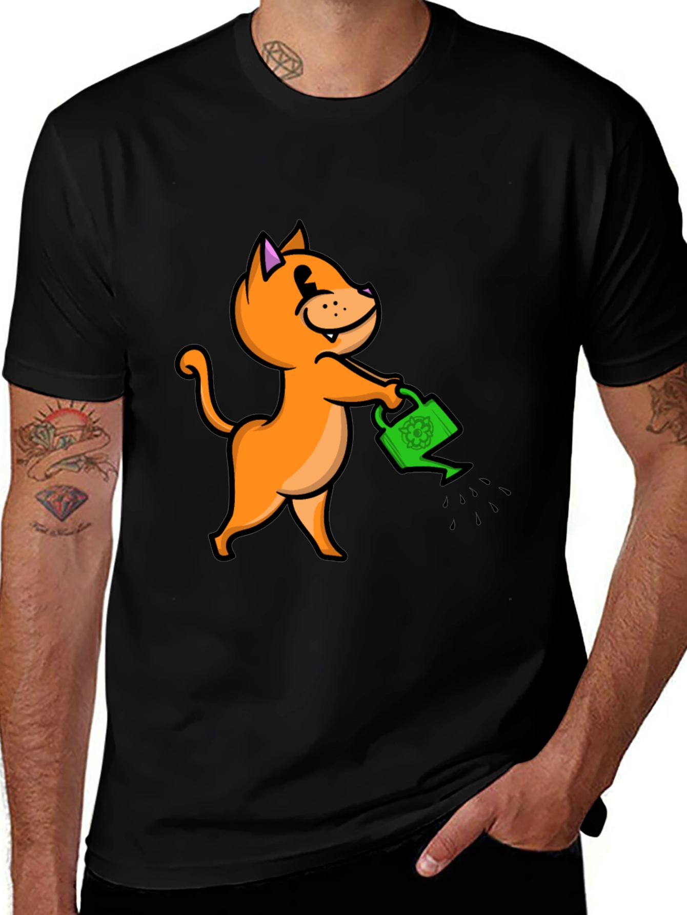 Cat with Watering Can T-Shirt
