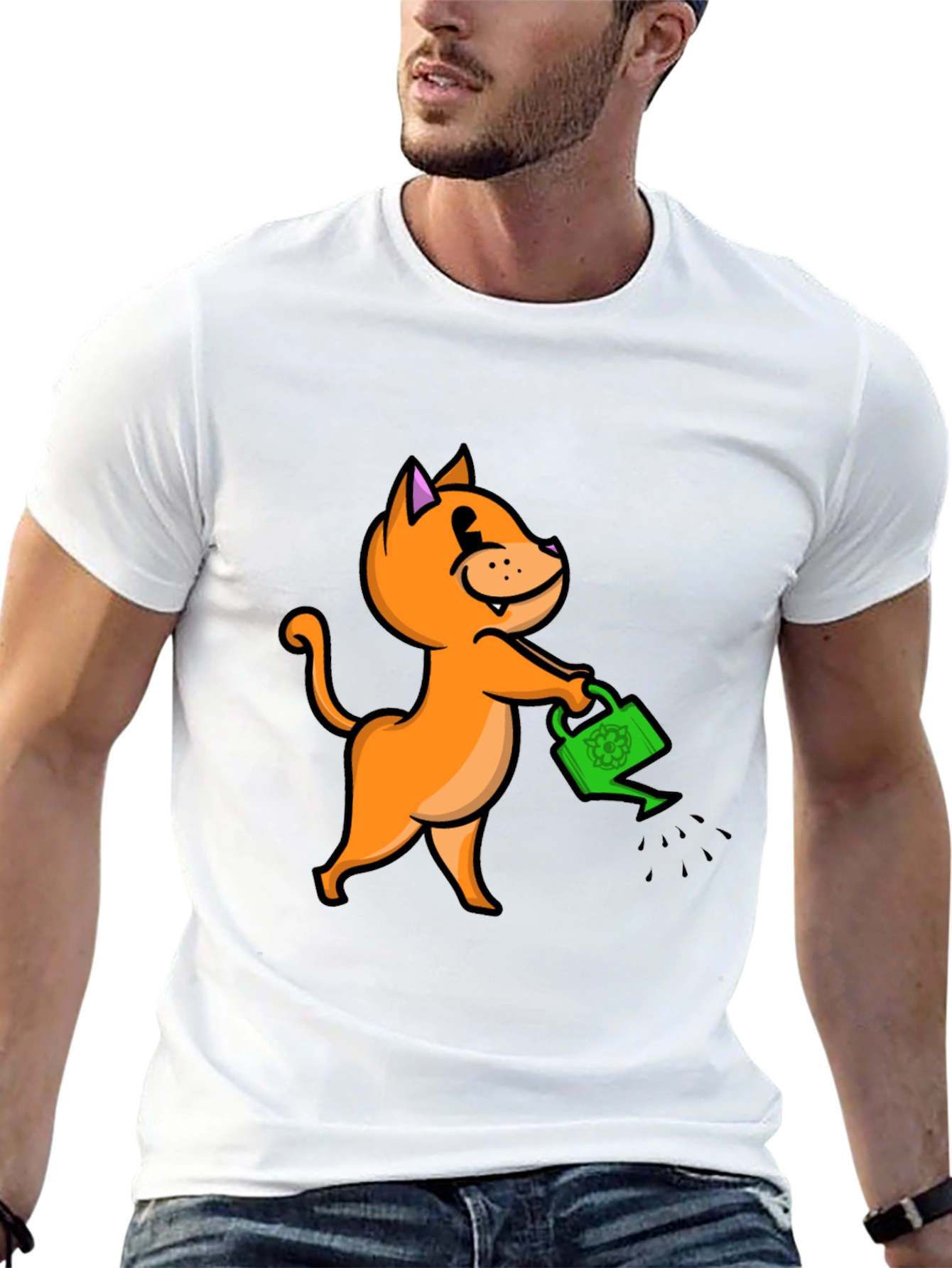Cat with Watering Can T-Shirt