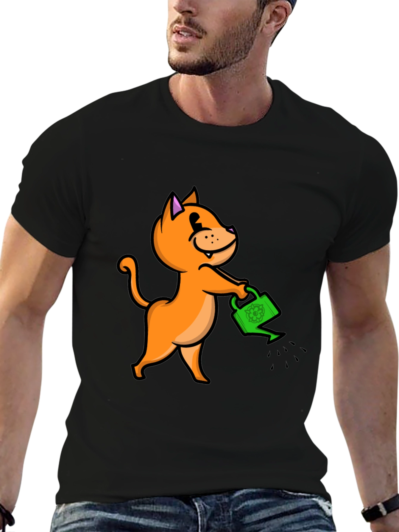 Cat with Watering Can T-Shirt