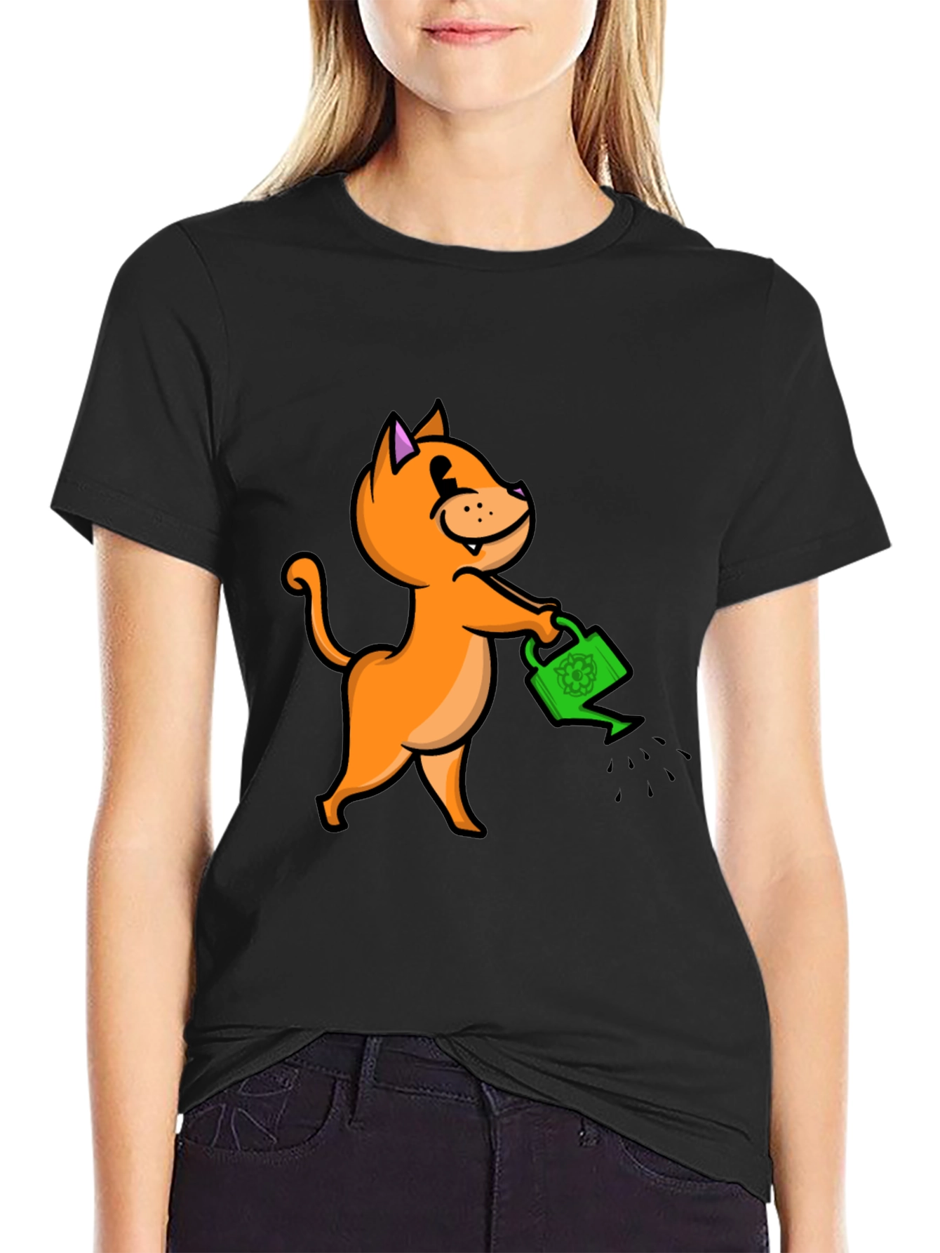 Cat with Watering Can T-Shirt
