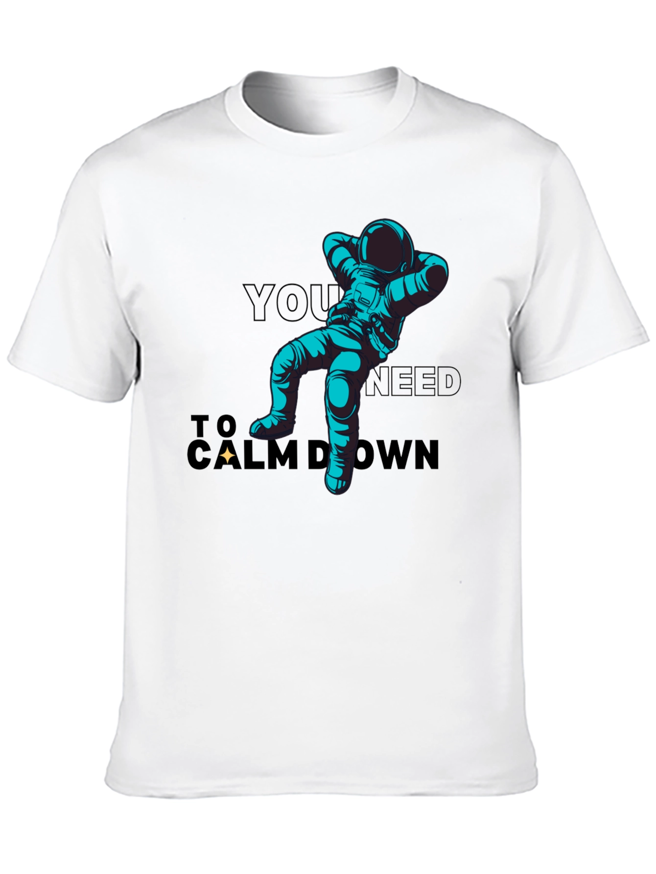 Astronaut Calm Down Black T-Shirt