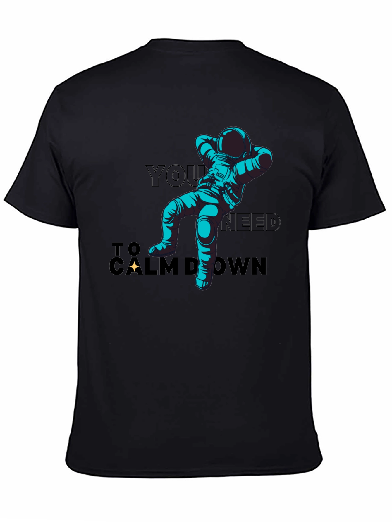 Astronaut Calm Down Black T-Shirt