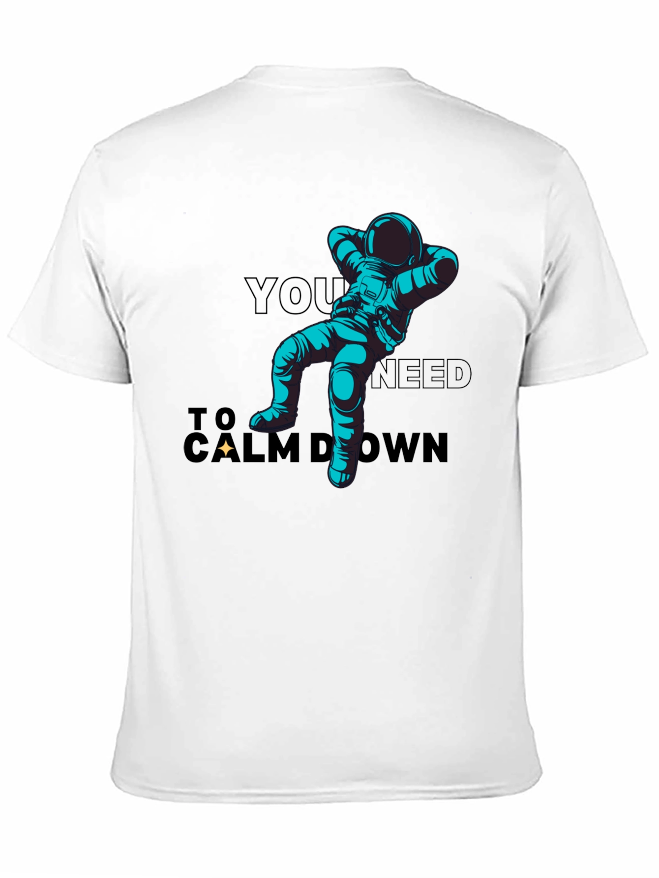 Astronaut Calm Down Black T-Shirt