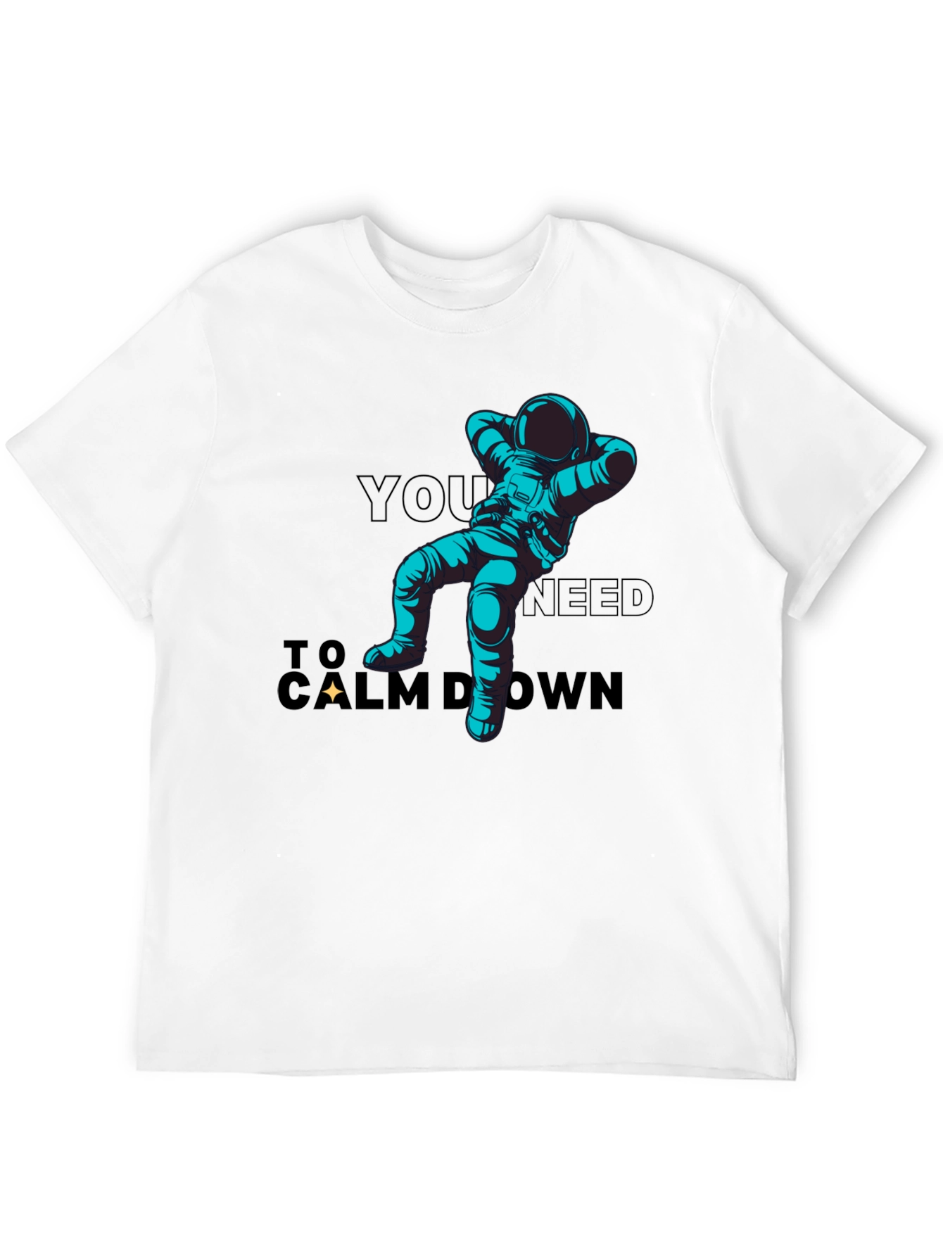 Astronaut Calm Down Black T-Shirt