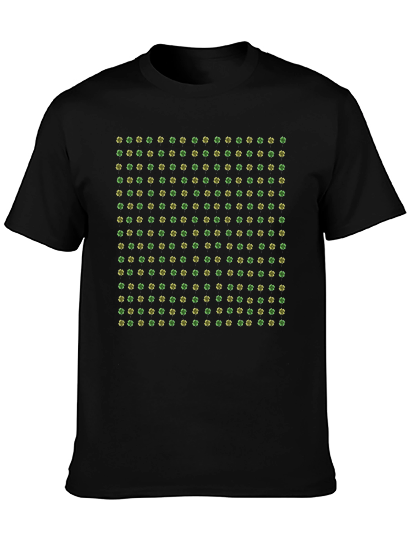 Clover Pattern Black T-Shirt - St. Patricks Day Apparel