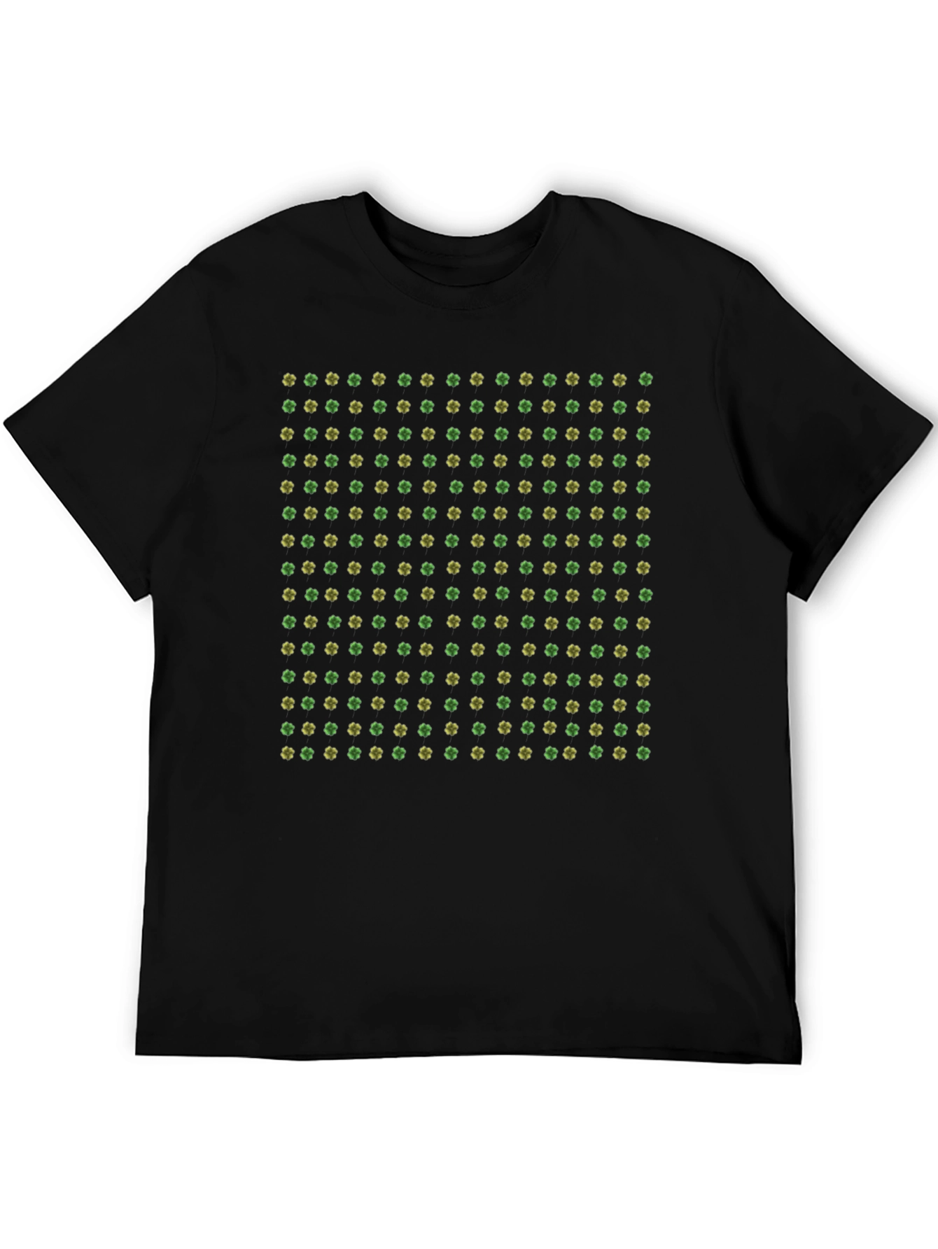 Clover Pattern Black T-Shirt - St. Patricks Day Apparel