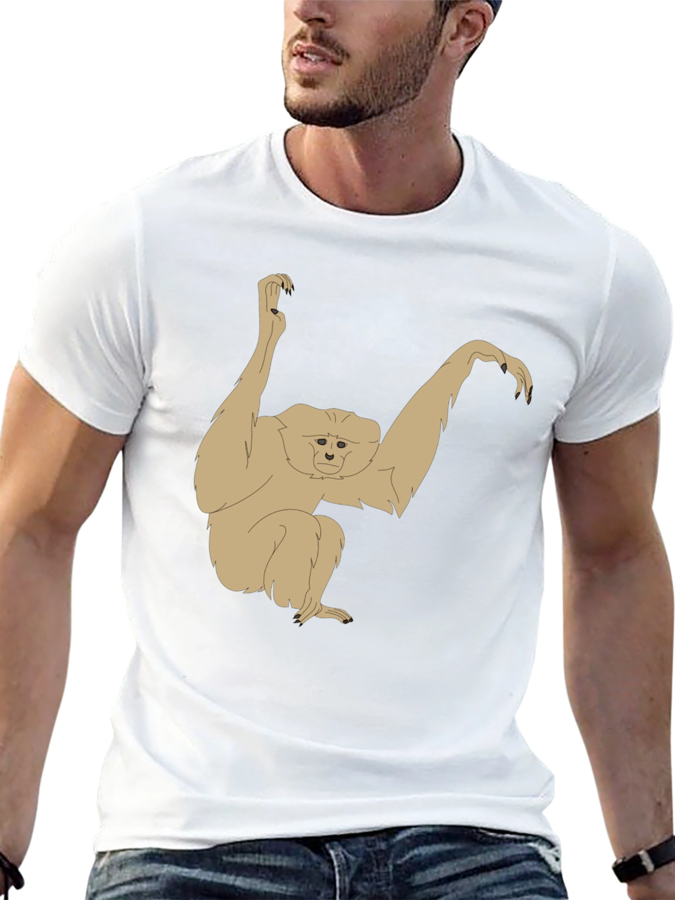 Gibbon Graphic T-Shirt - Black Cotton Tee