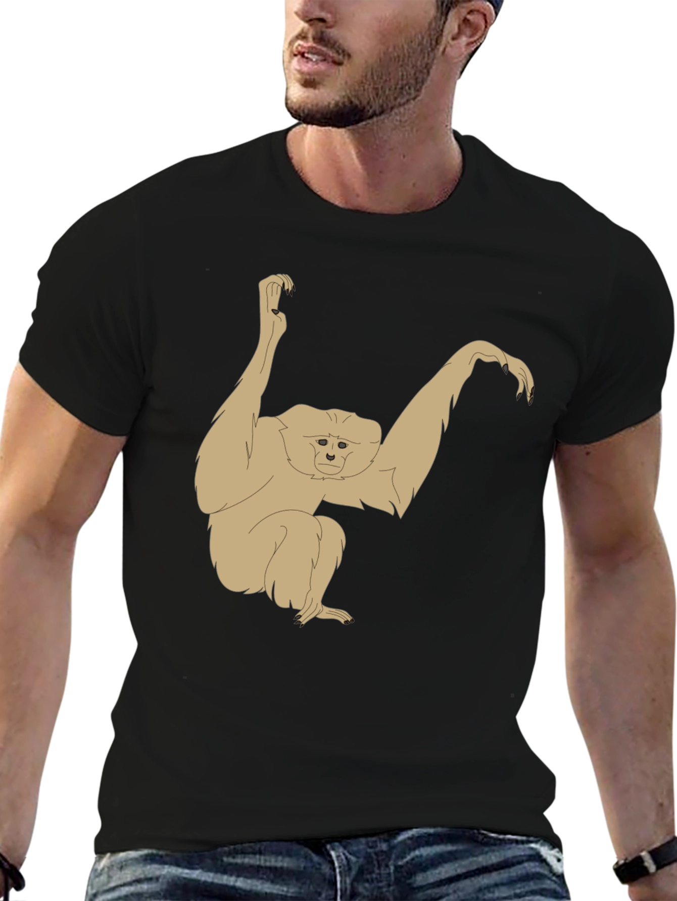 Gibbon Graphic T-Shirt - Black Cotton Tee