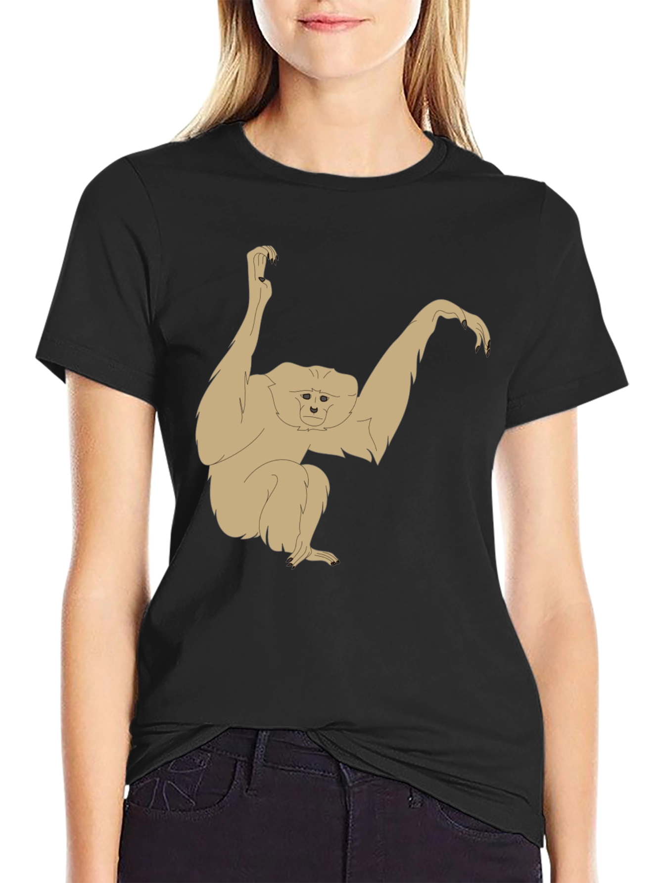 Gibbon Graphic T-Shirt - Black Cotton Tee