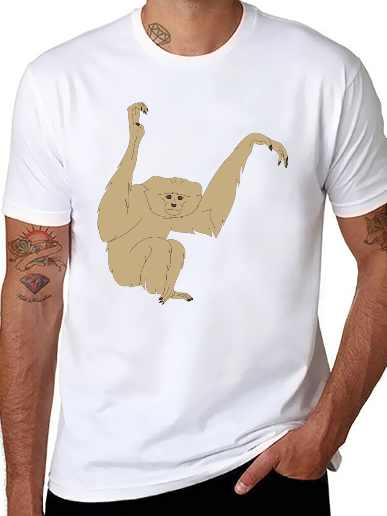 Gibbon Graphic T-Shirt - Black Cotton Tee