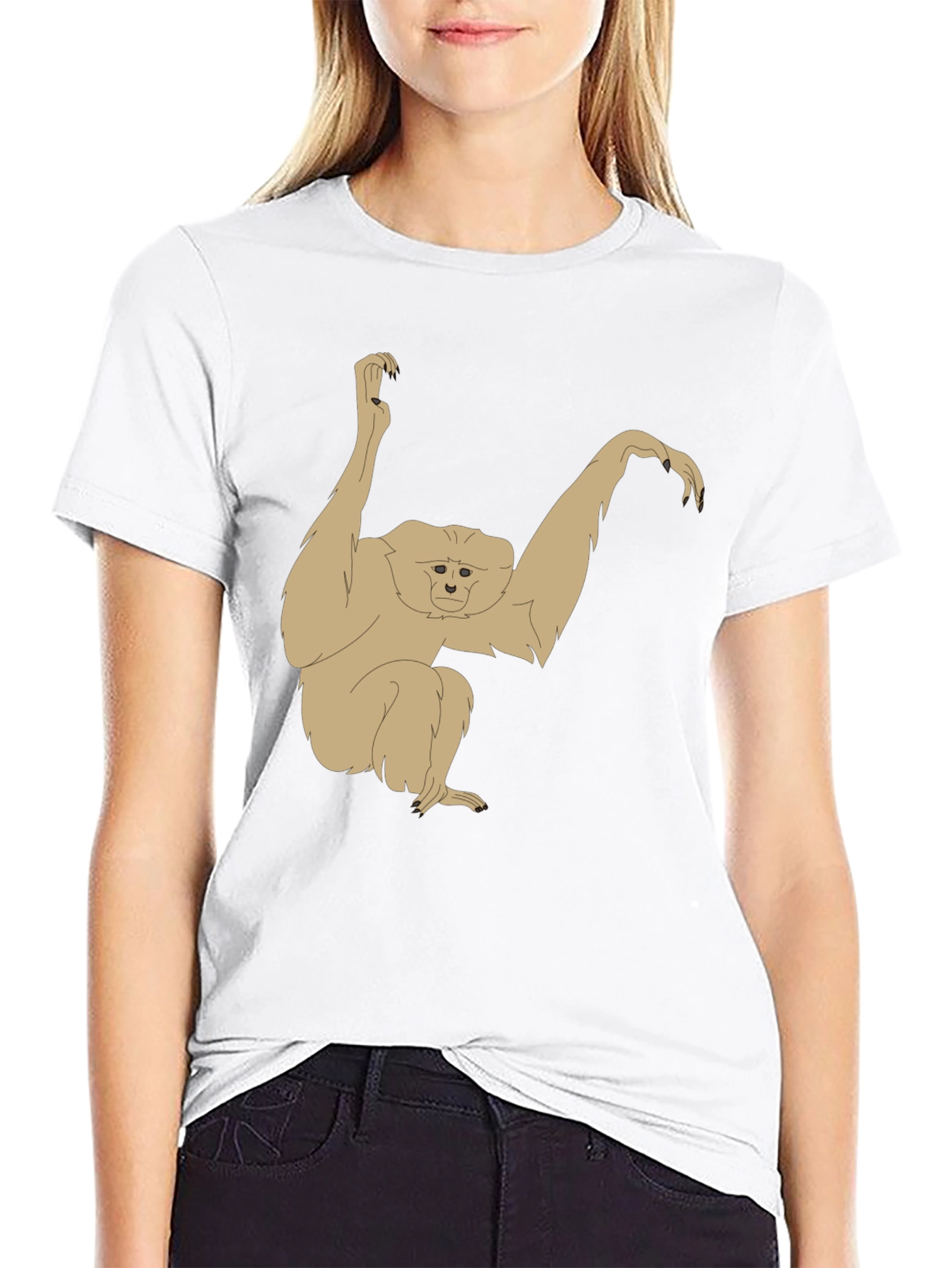 Gibbon Graphic T-Shirt - Black Cotton Tee
