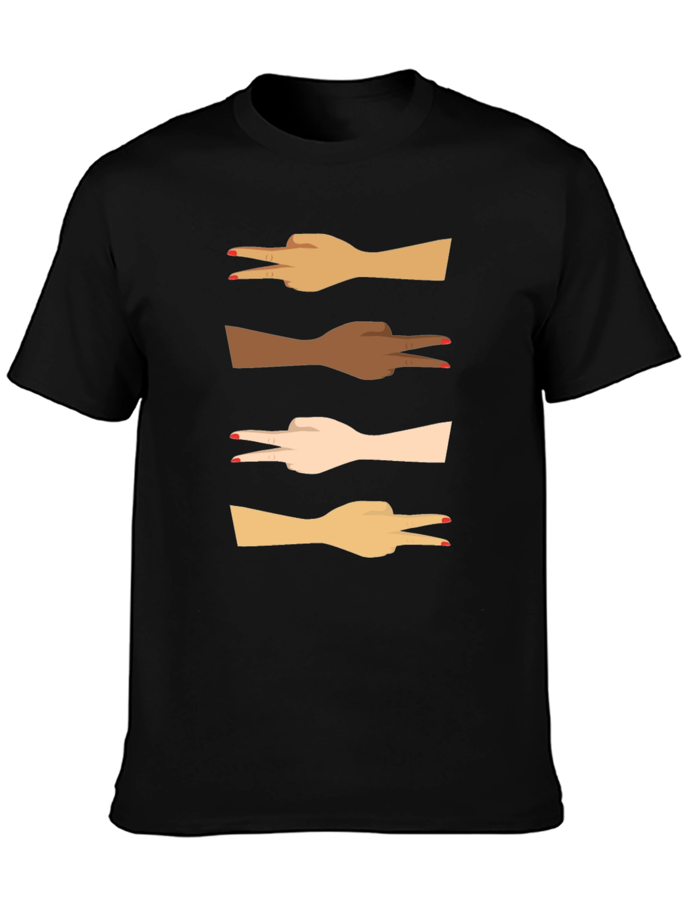 Diversity Peace Sign Graphic Tee - Black Unisex T-Shirt