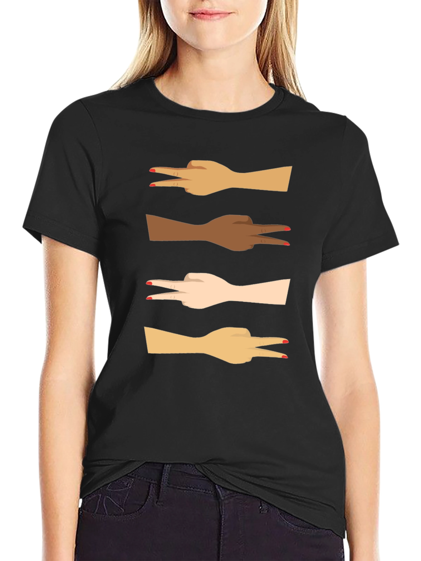 Diversity Peace Sign Graphic Tee - Black Unisex T-Shirt