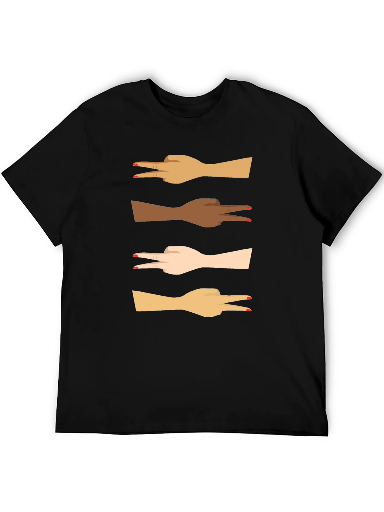 Diversity Peace Sign Graphic Tee - Black Unisex T-Shirt