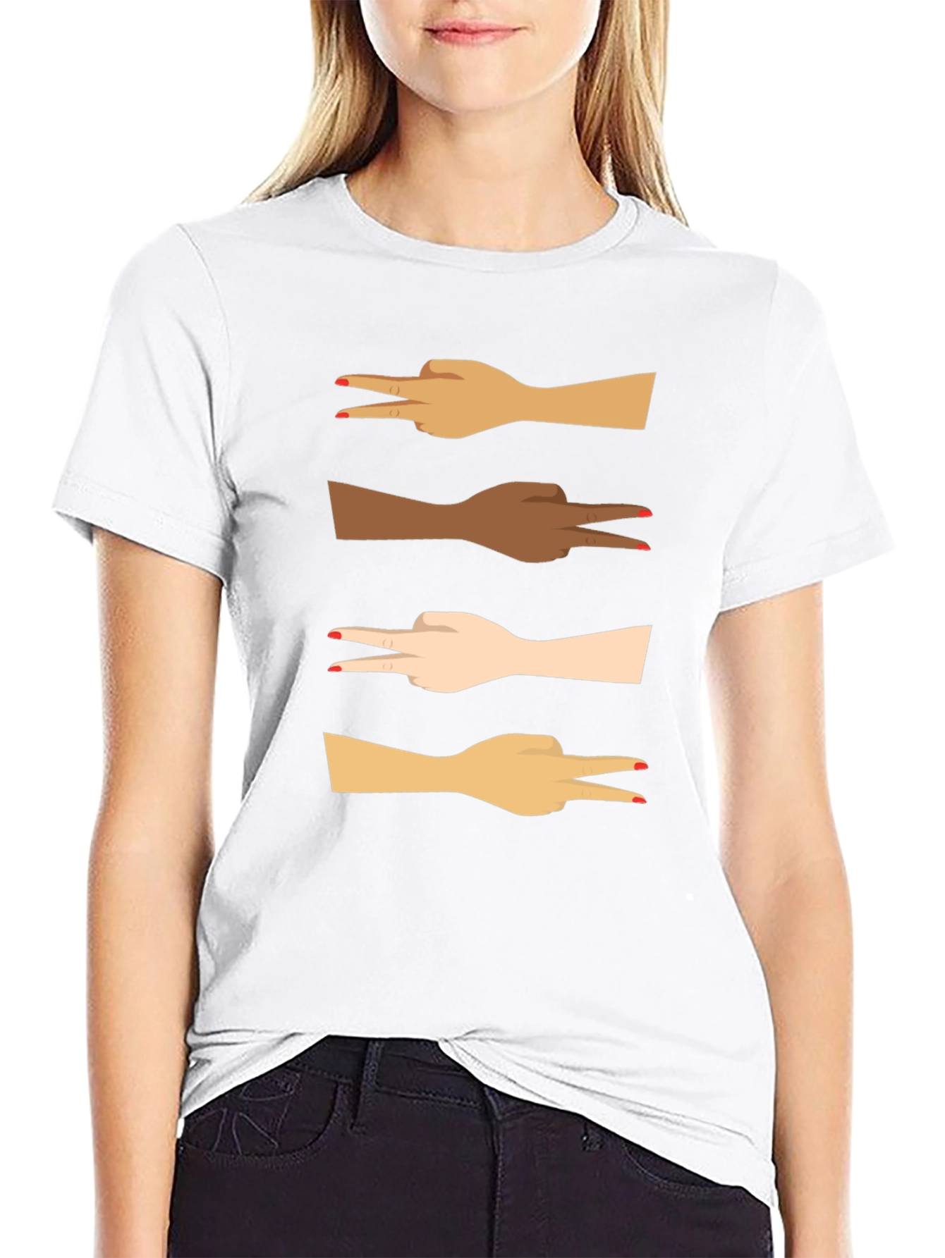 Diversity Peace Sign Graphic Tee - Black Unisex T-Shirt