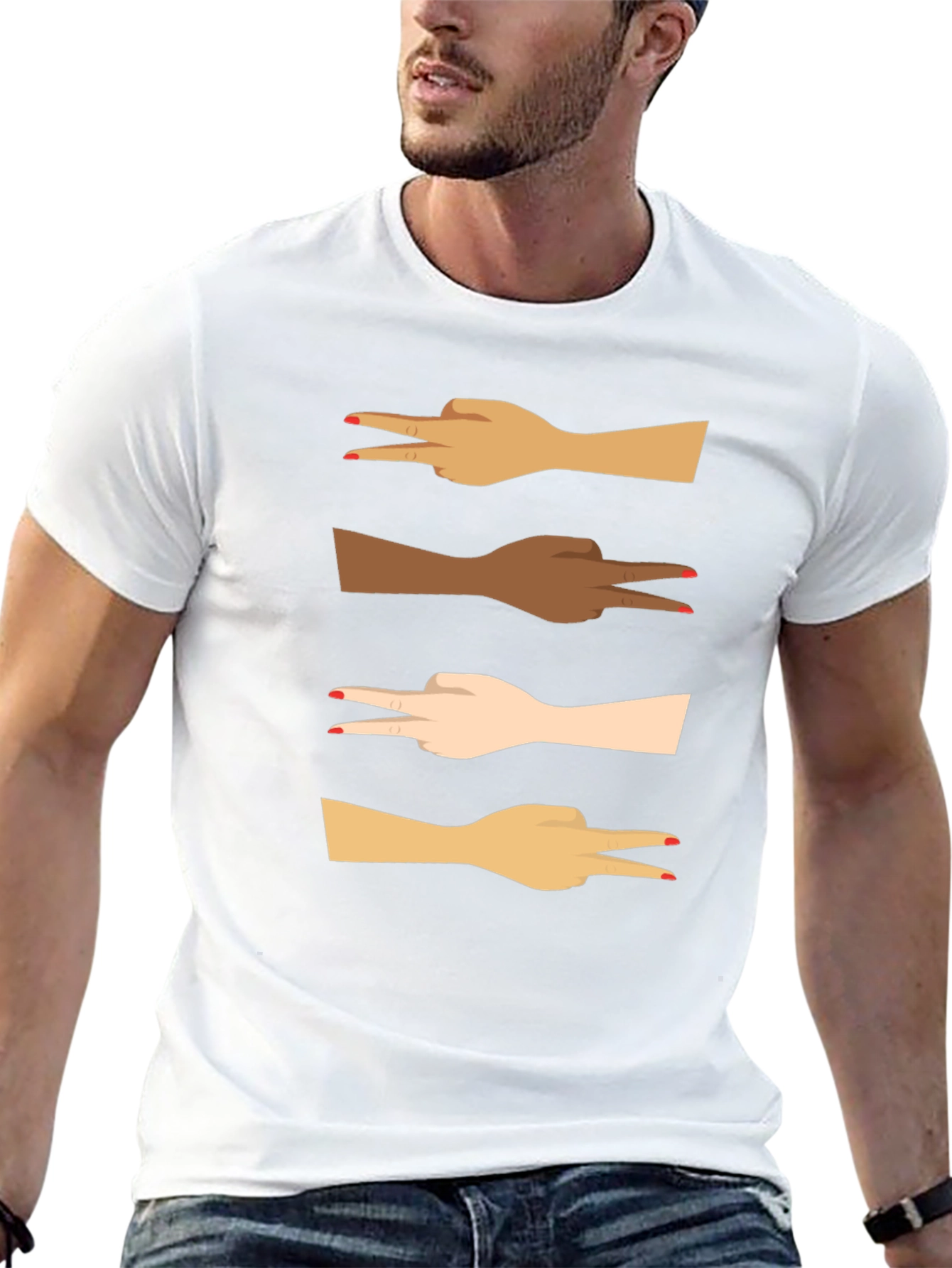 Diversity Peace Sign Graphic Tee - Black Unisex T-Shirt