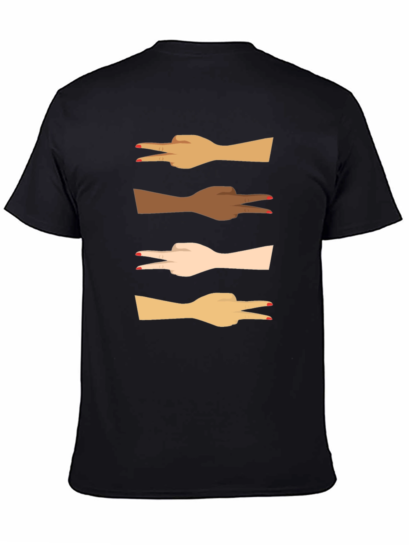 Diversity Peace Sign Graphic Tee - Black Unisex T-Shirt