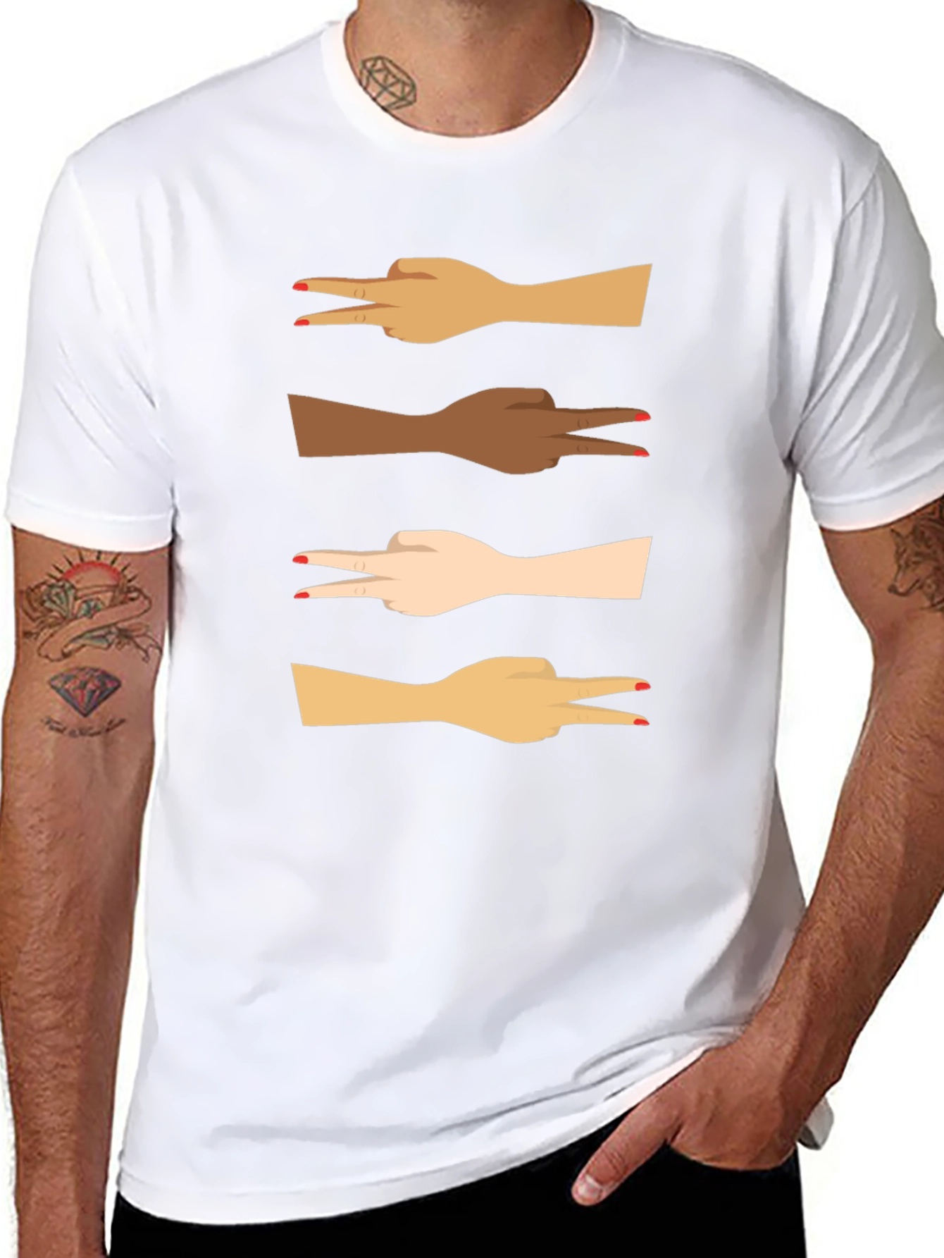 Diversity Peace Sign Graphic Tee - Black Unisex T-Shirt
