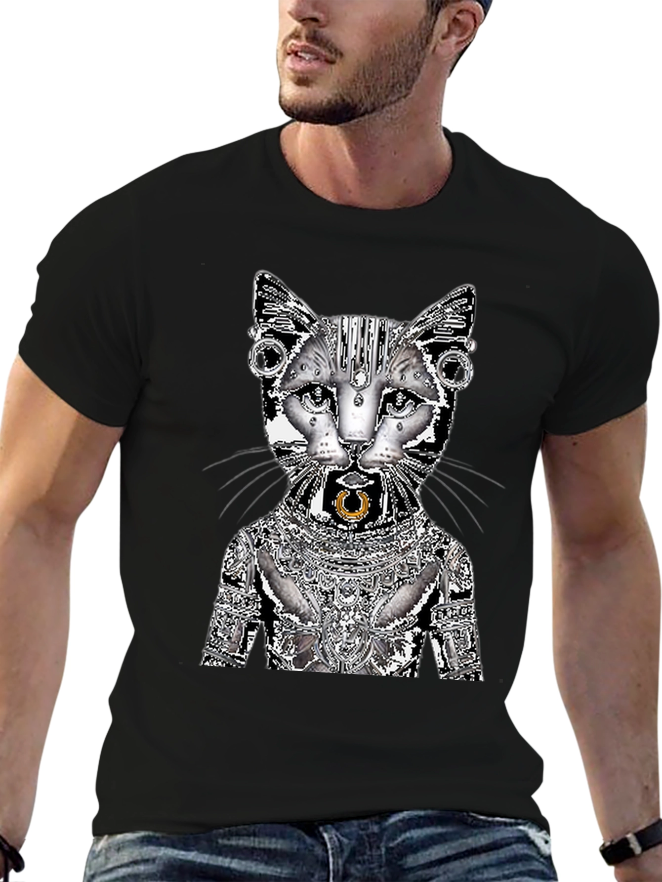 Cybernetic Cat T-Shirt - Unique Graphic Tee
