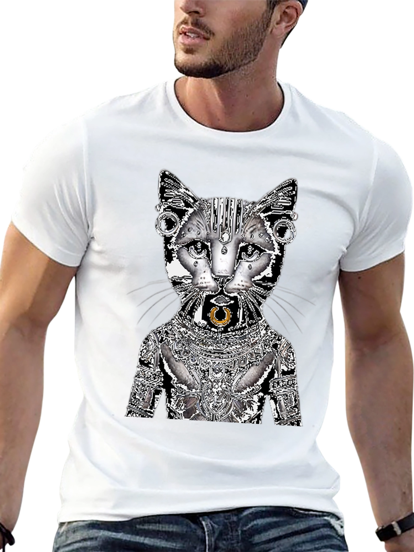 Cybernetic Cat T-Shirt - Unique Graphic Tee