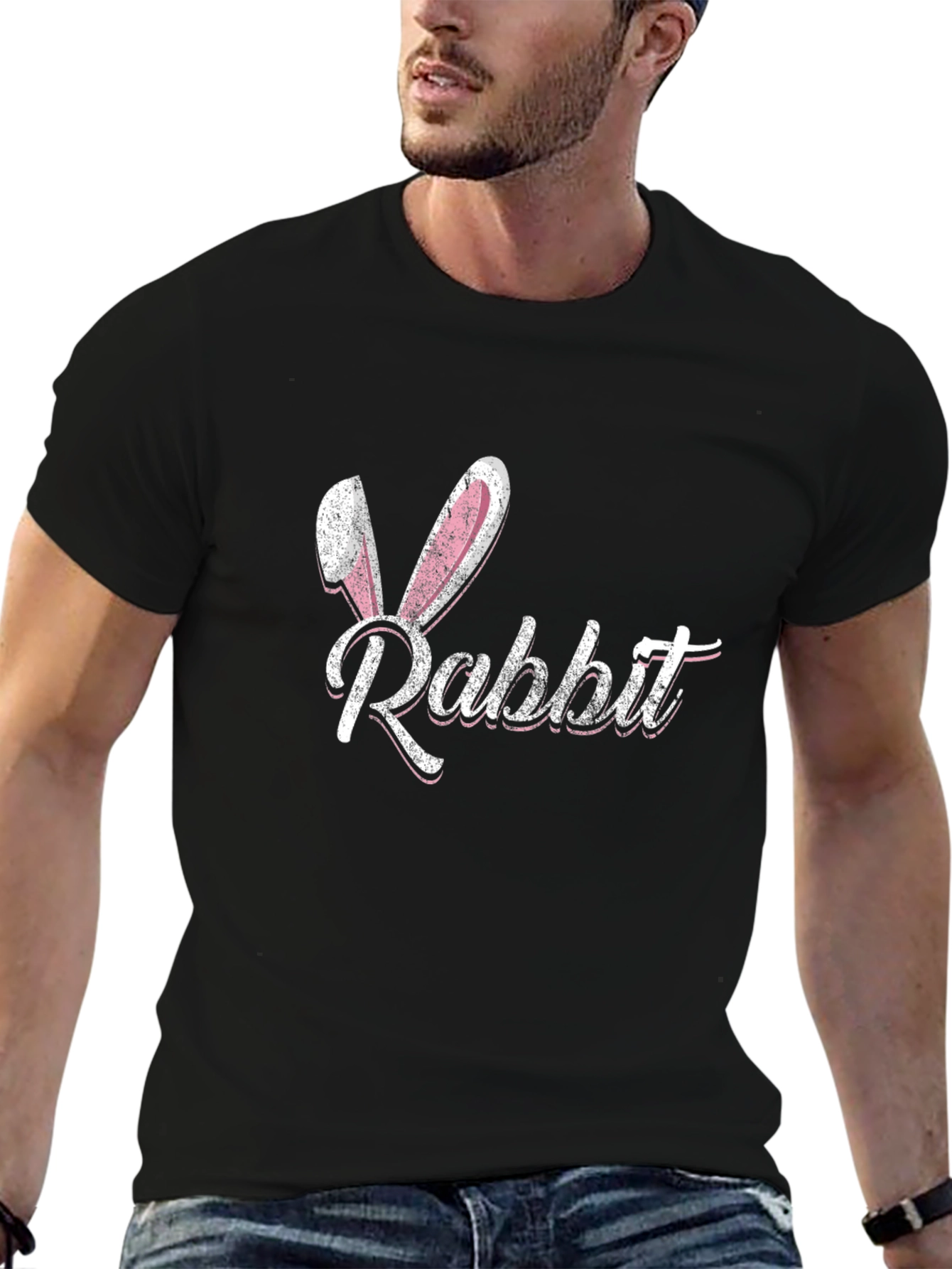 Rabbit T-Shirt with Bunny Ears Casual Wear