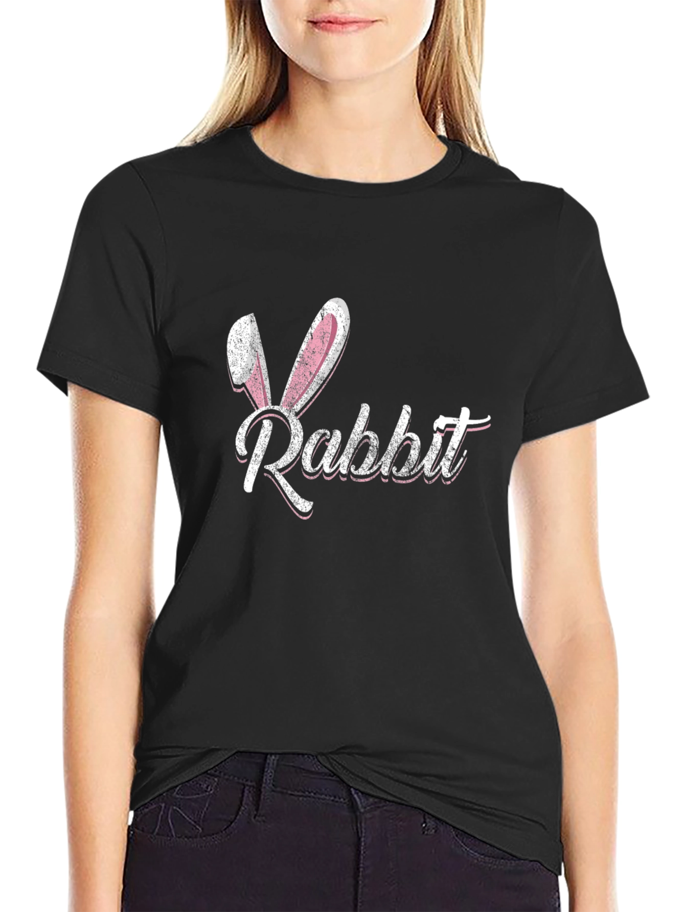 Rabbit T-Shirt with Bunny Ears Casual Wear