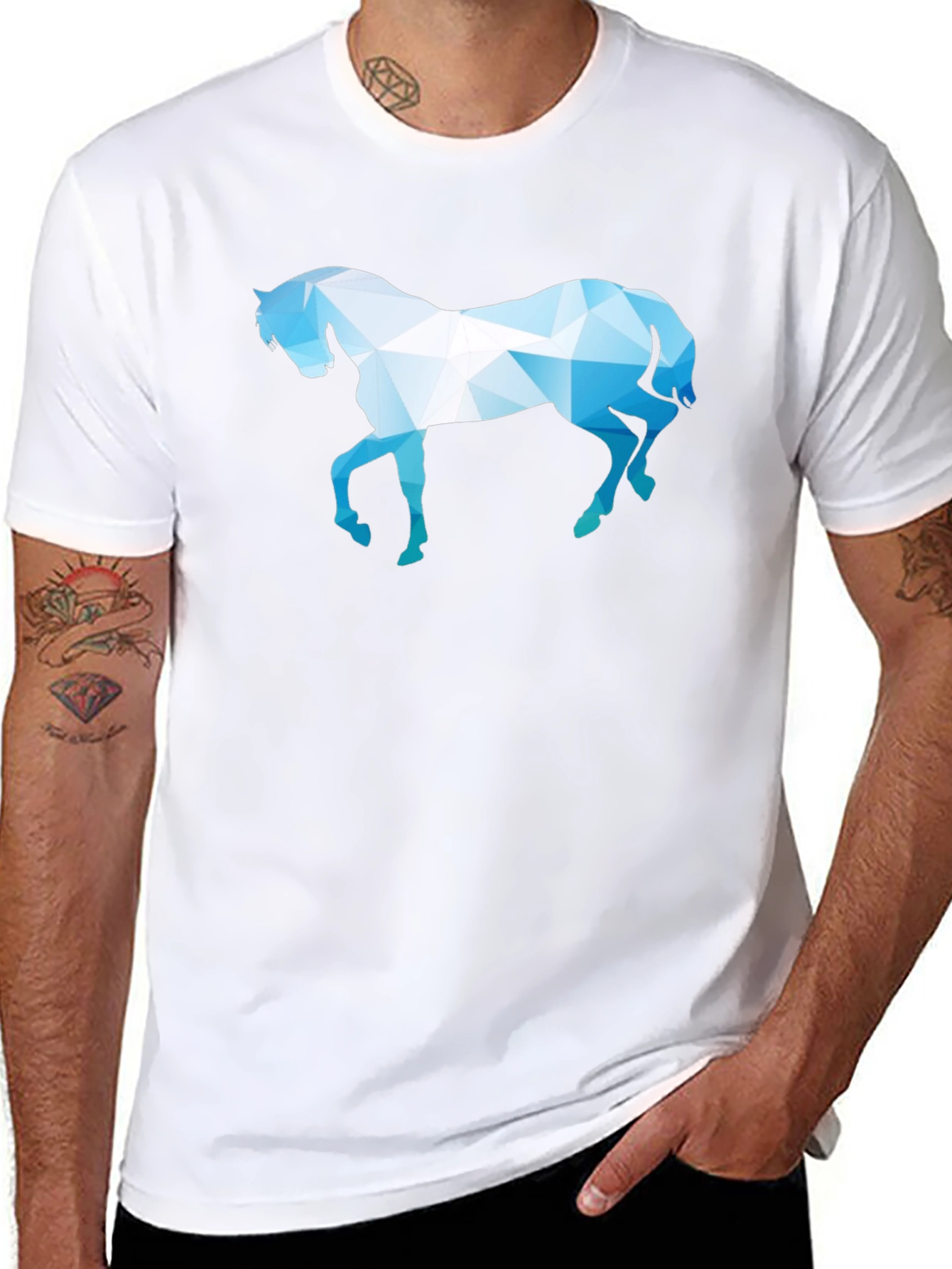 Geometric Horse Graphic Black T-Shirt