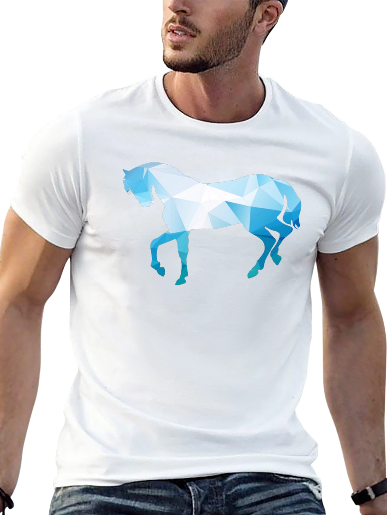 Geometric Horse Graphic Black T-Shirt