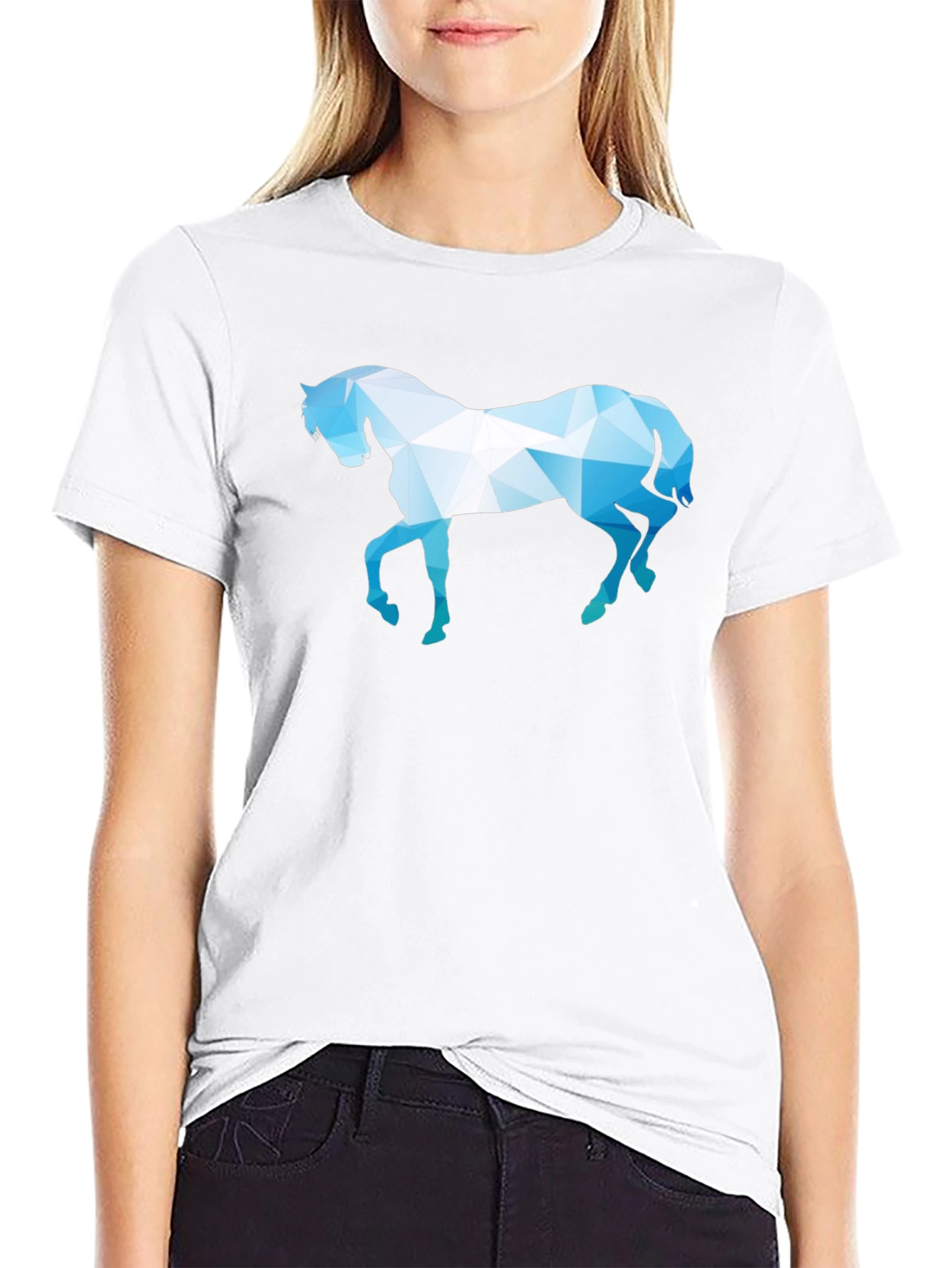 Geometric Horse Graphic Black T-Shirt