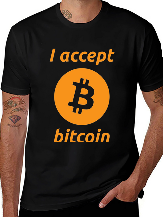 I Accept Bitcoin Black T-Shirt Cryptocurrency