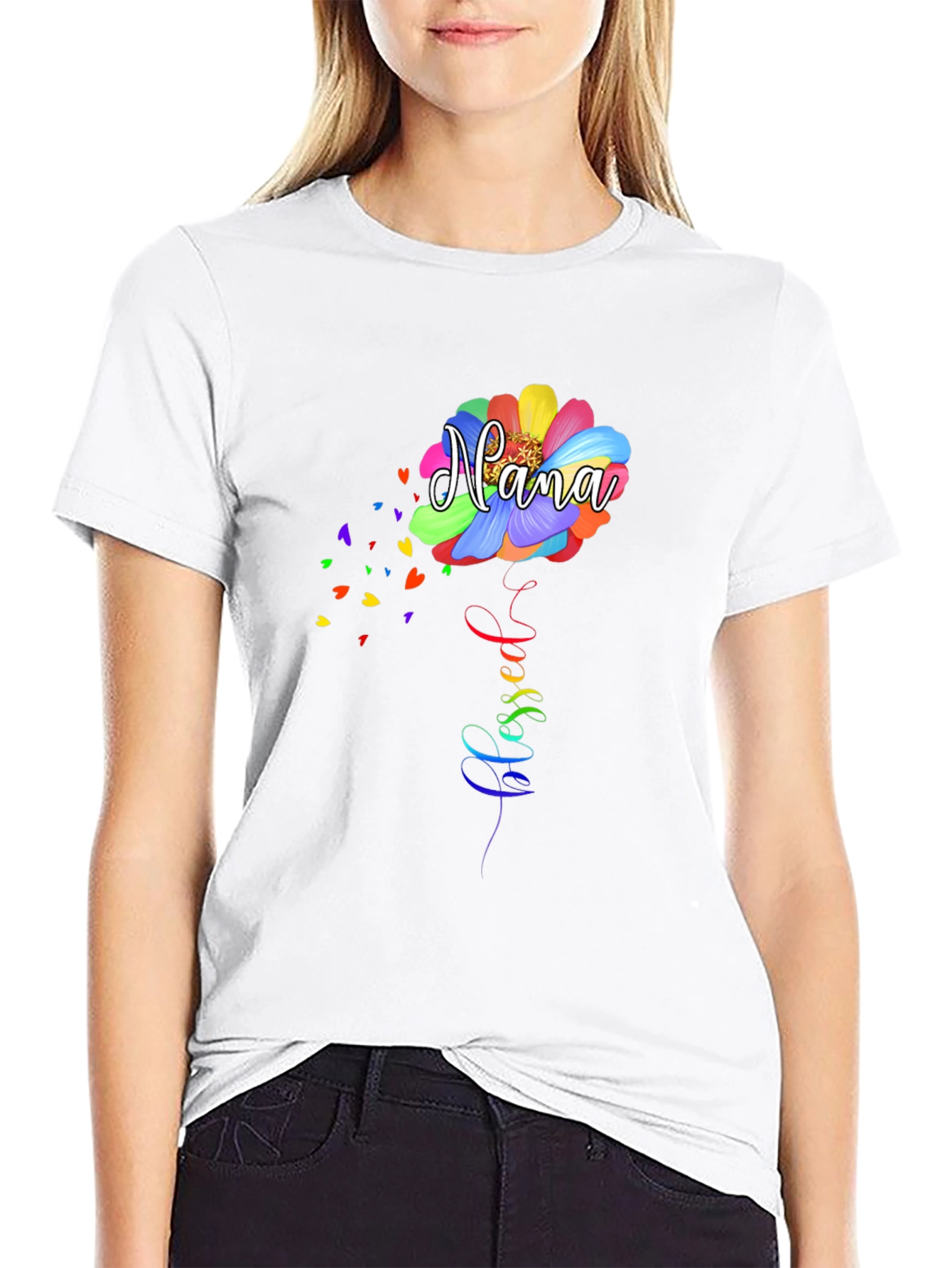 Nana Flower Graphic Black Tee