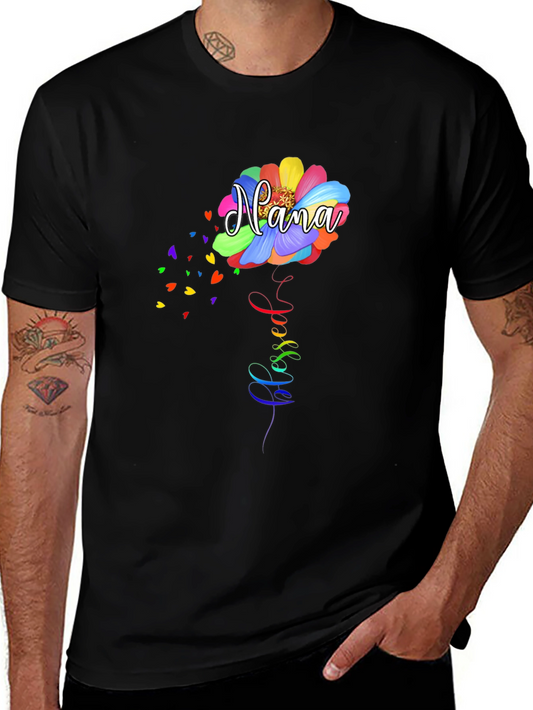 Nana Flower Graphic Black Tee