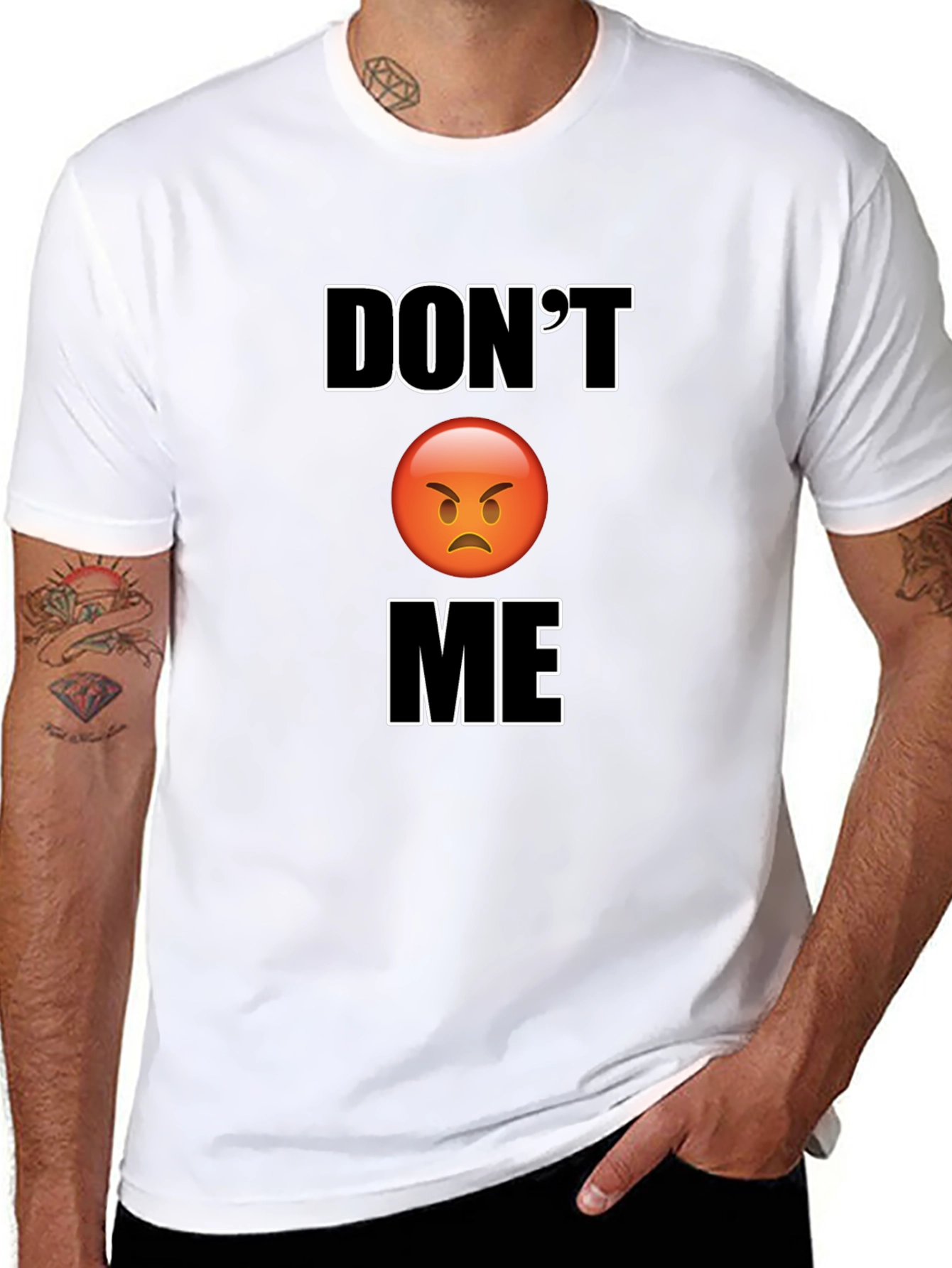 Dont Angry Face Graphic Black T-Shirt