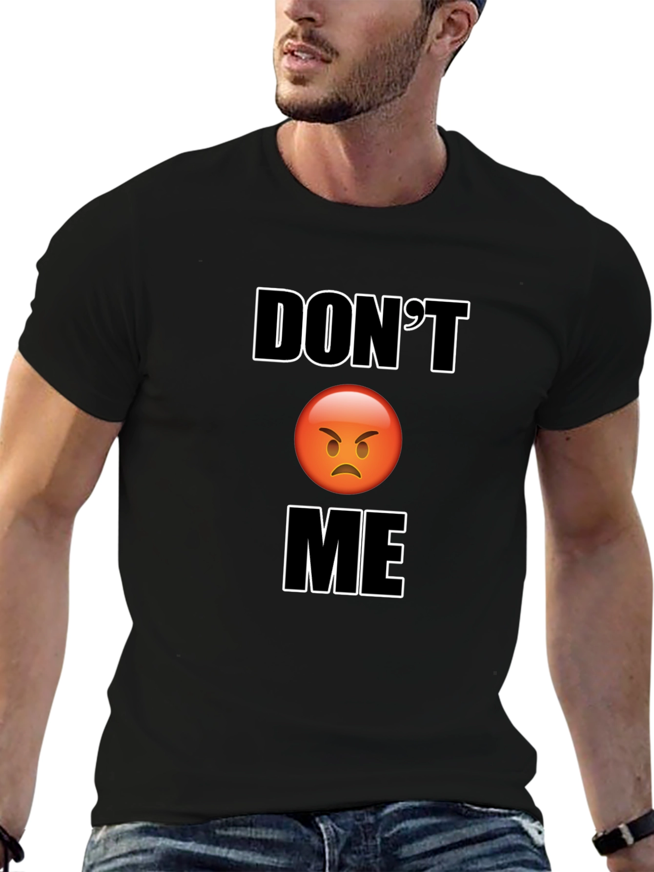 Dont Angry Face Graphic Black T-Shirt