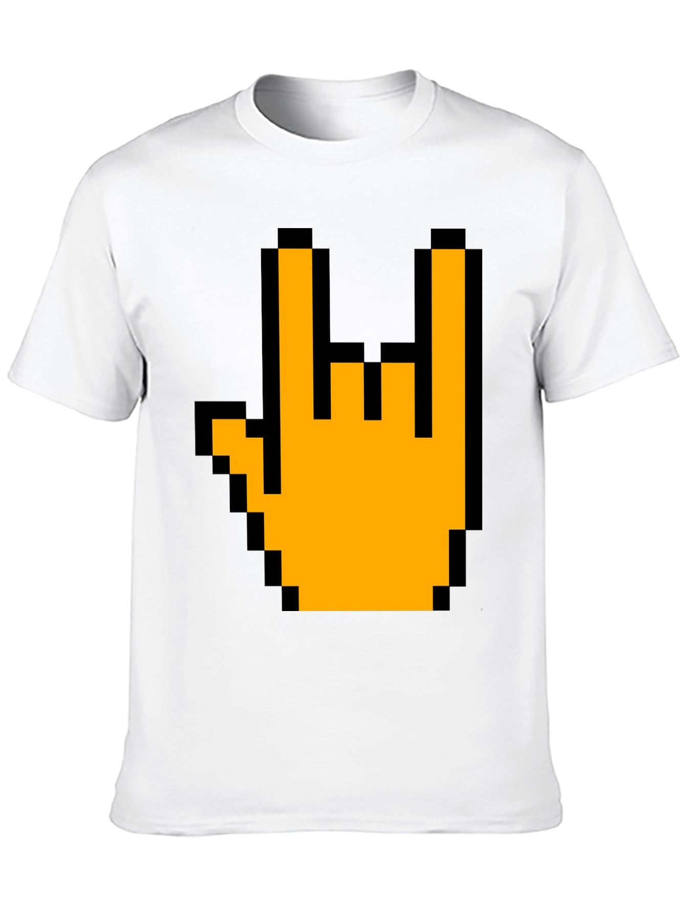 Pixel Rock On Hand Graphic T-Shirt