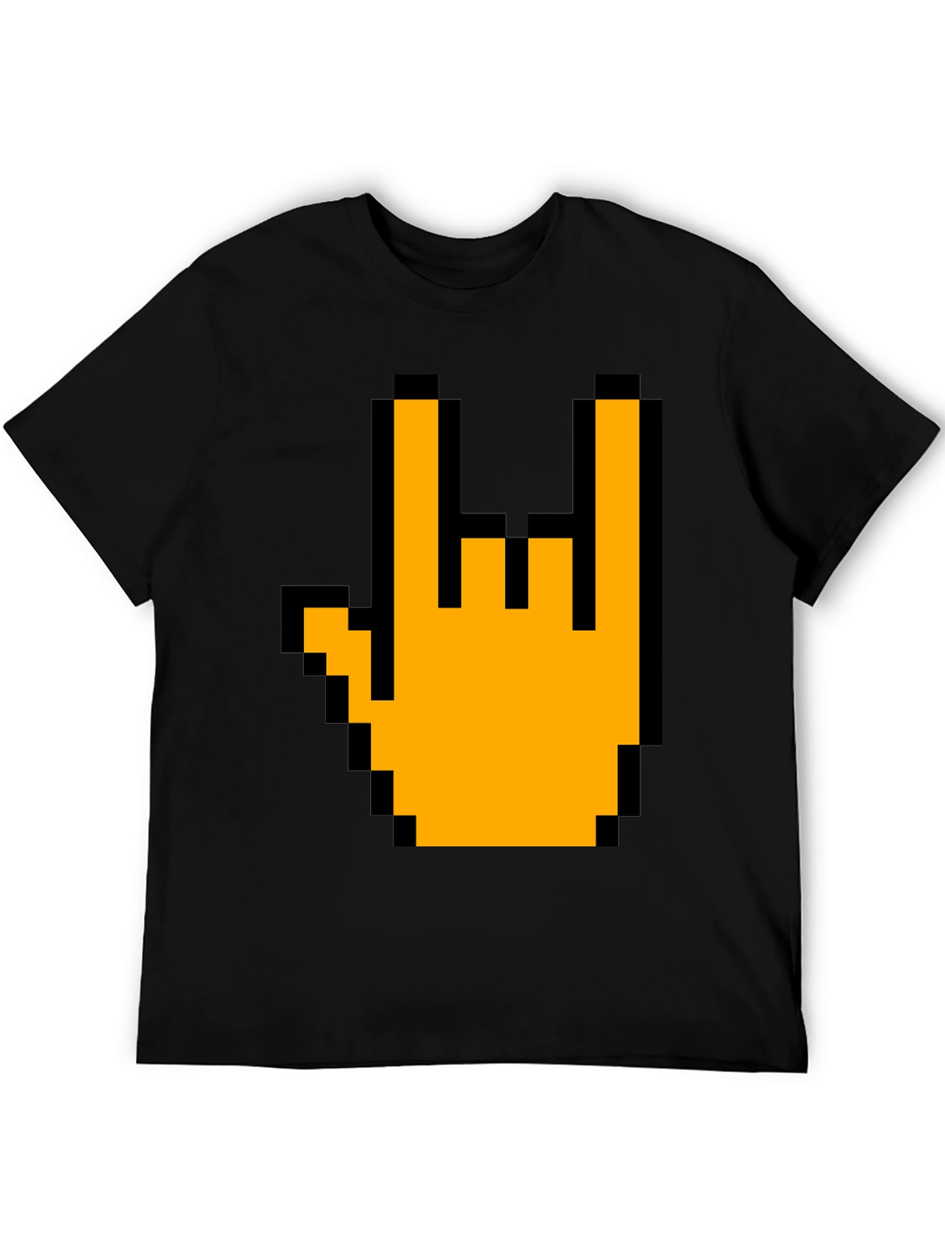 Pixel Rock On Hand Graphic T-Shirt