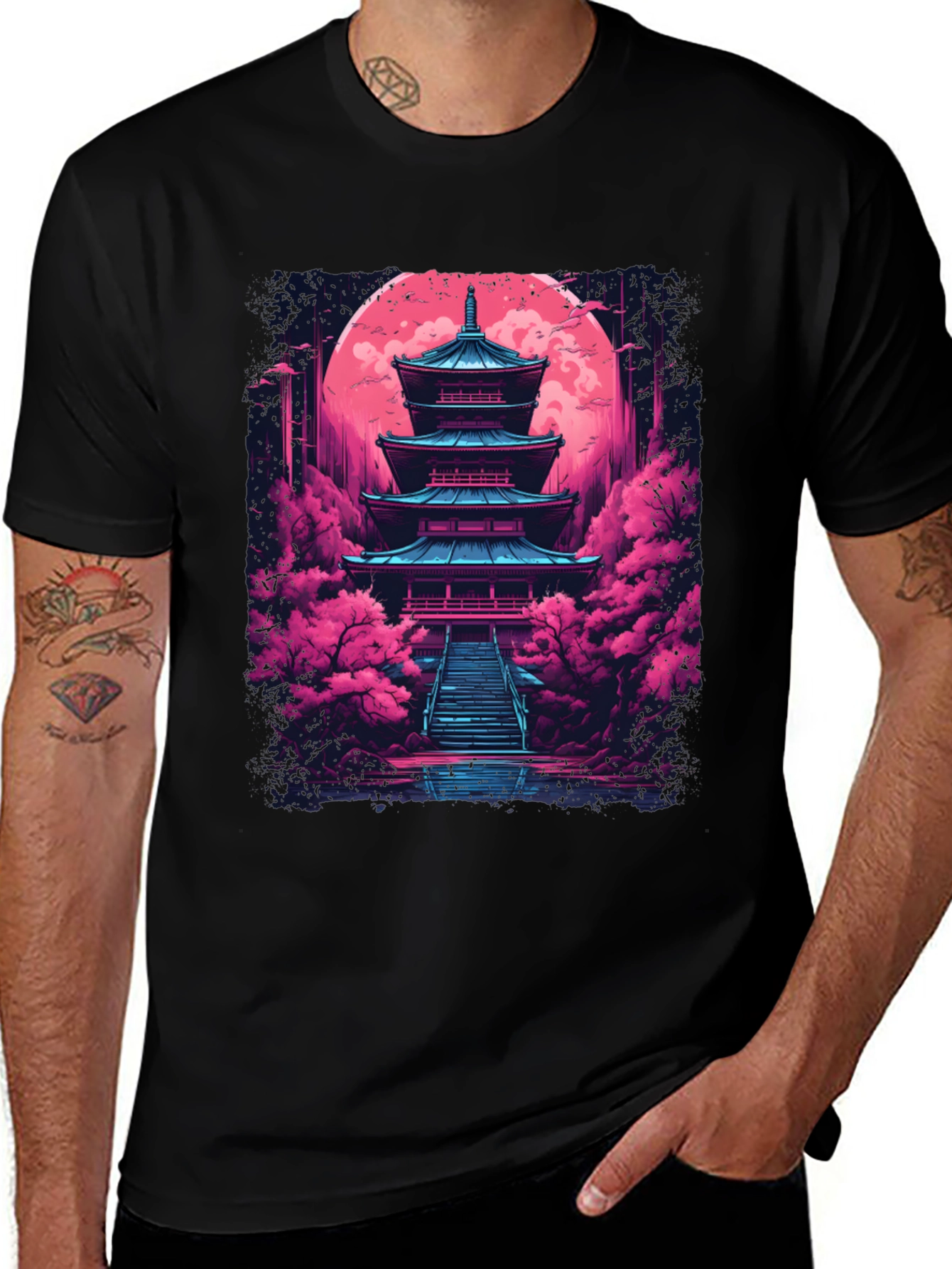 Neon Pagoda T-Shirt - Vaporwave Style