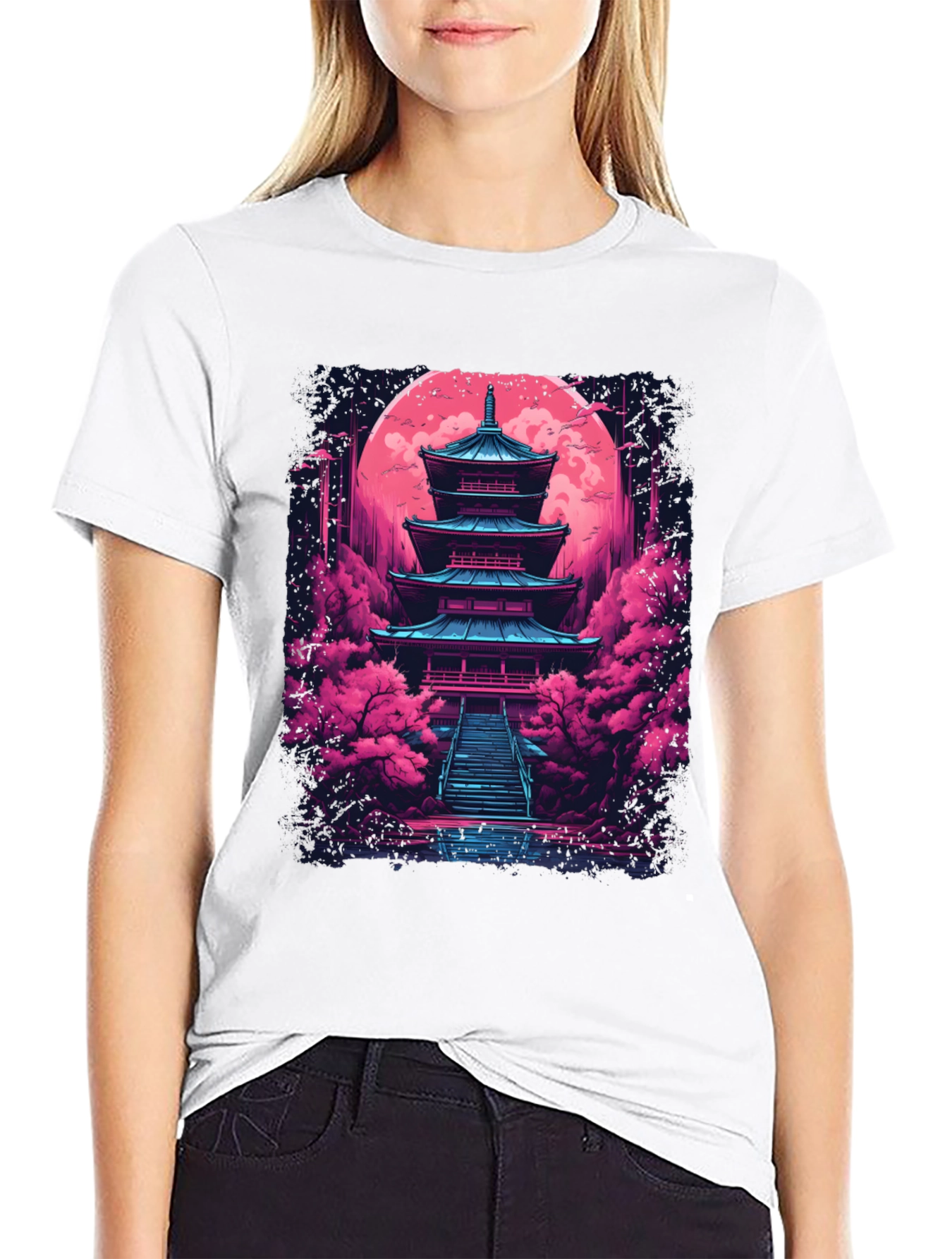 Neon Pagoda T-Shirt - Vaporwave Style
