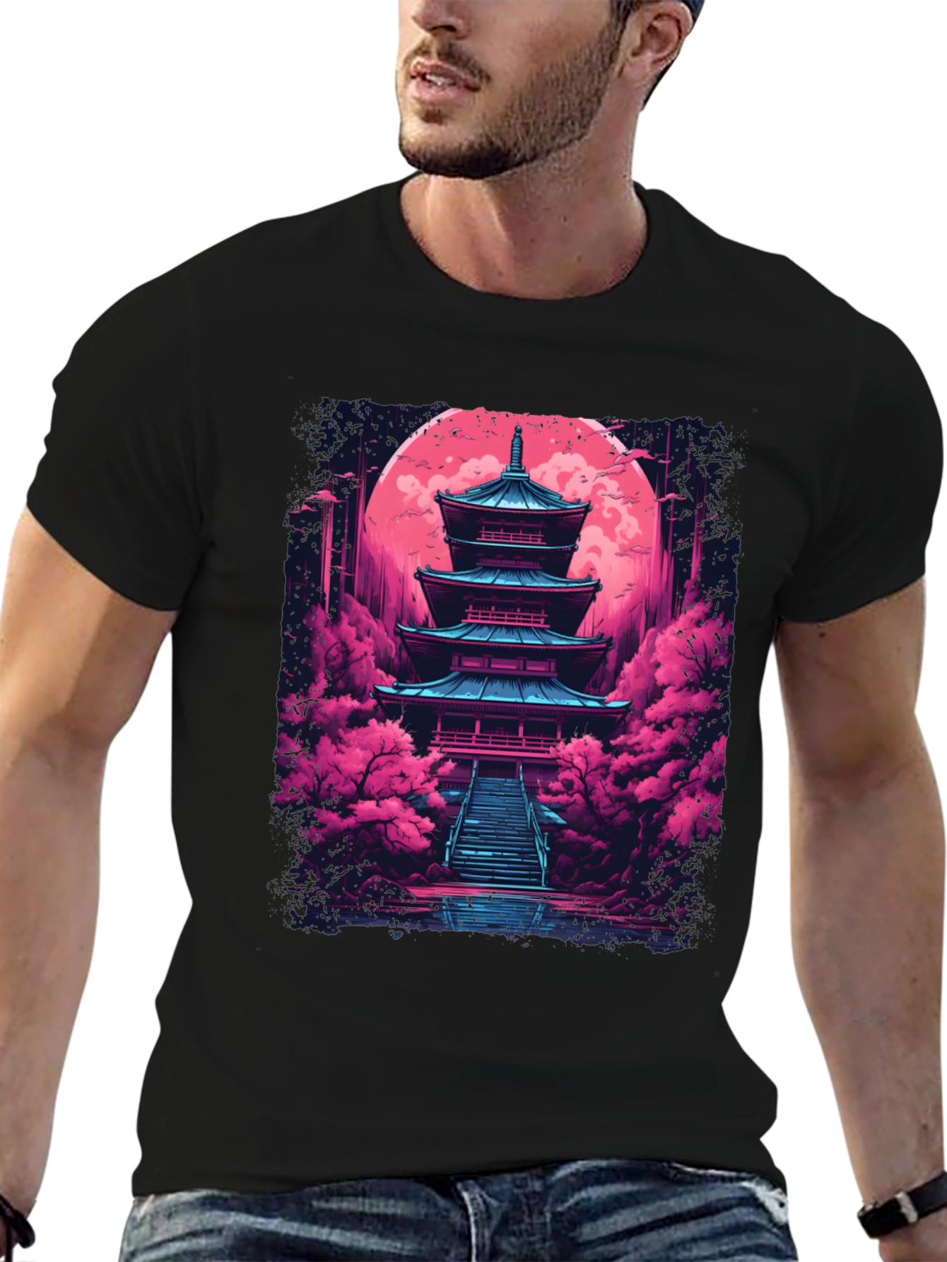 Neon Pagoda T-Shirt - Vaporwave Style