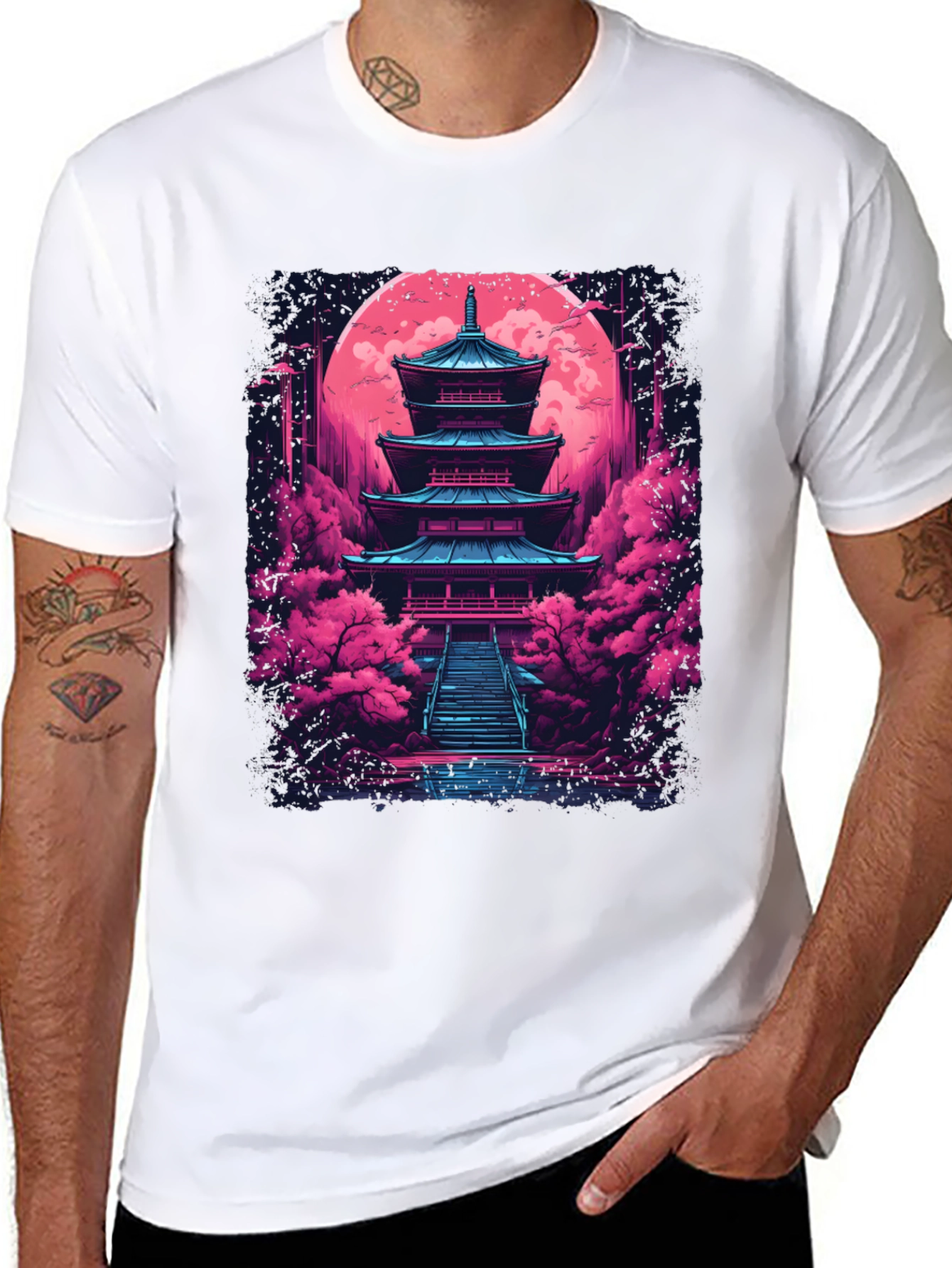 Neon Pagoda T-Shirt - Vaporwave Style