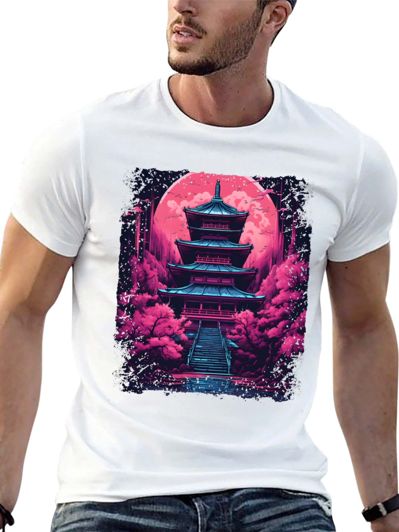 Neon Pagoda T-Shirt - Vaporwave Style