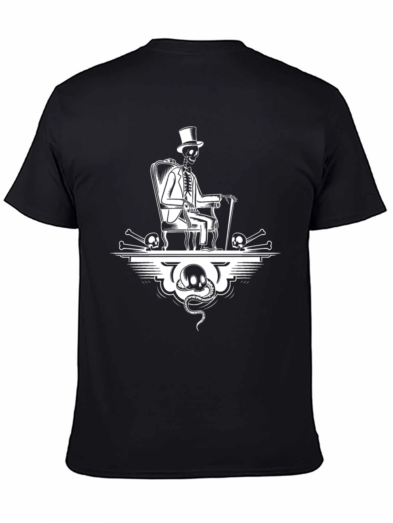 Skeleton Top Hat Black Graphic Tee