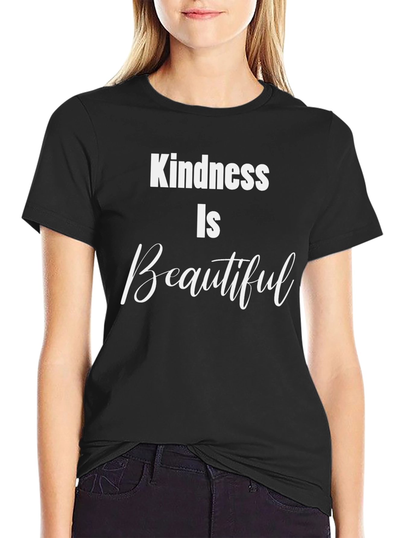 Kindness Is Beautiful Black Graphic T-Shirt
