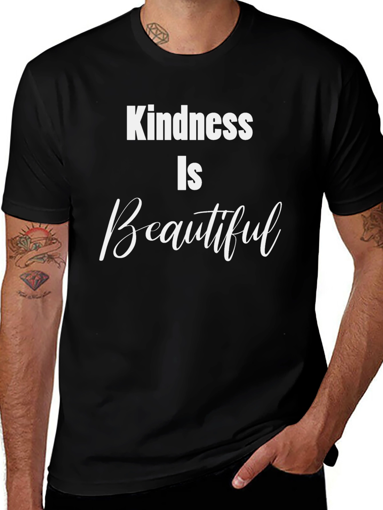 Kindness Is Beautiful Black Graphic T-Shirt