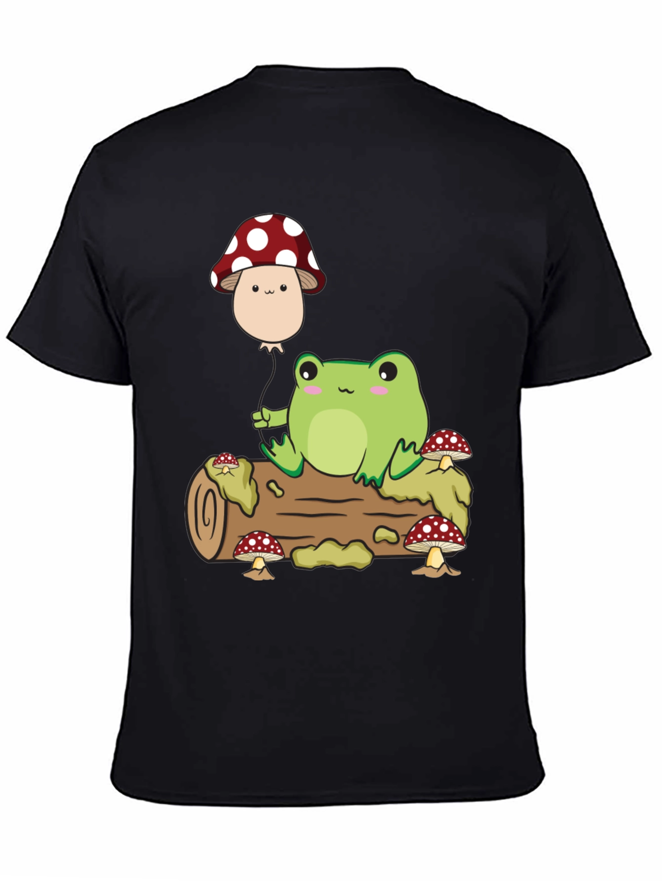 Cute Frog & Mushroom Balloon Graphic T-Shirt