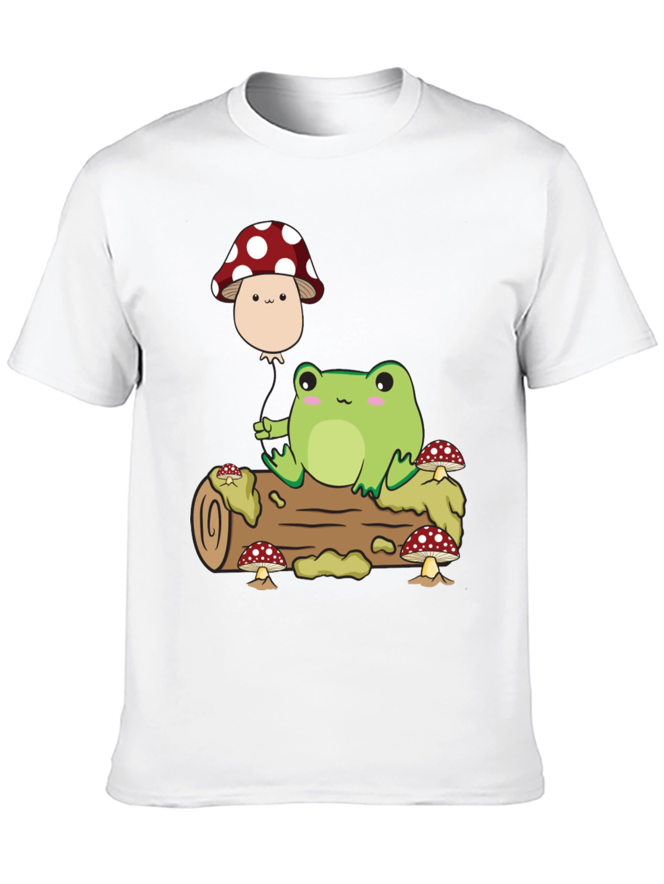 Cute Frog & Mushroom Balloon Graphic T-Shirt