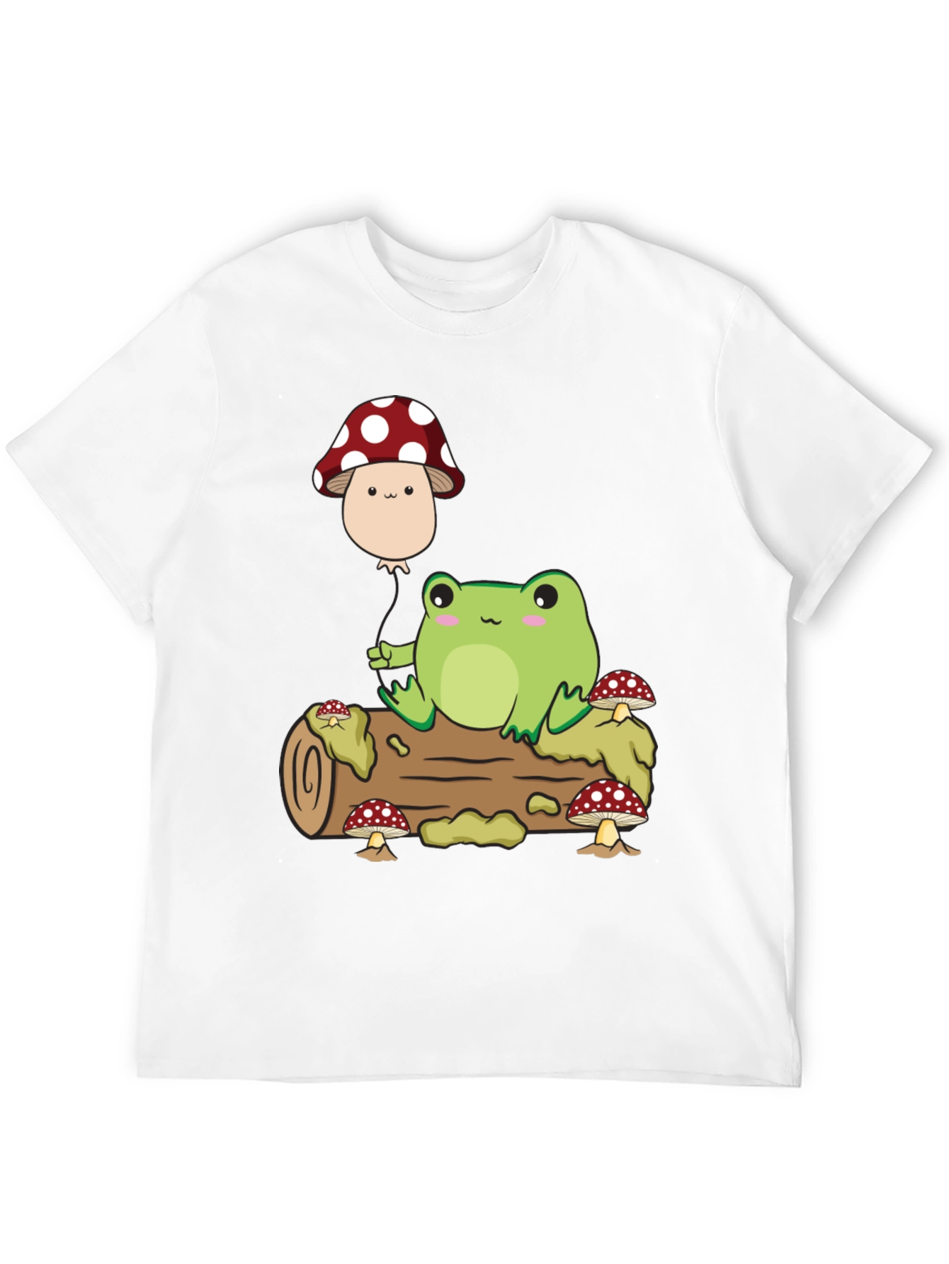 Cute Frog & Mushroom Balloon Graphic T-Shirt